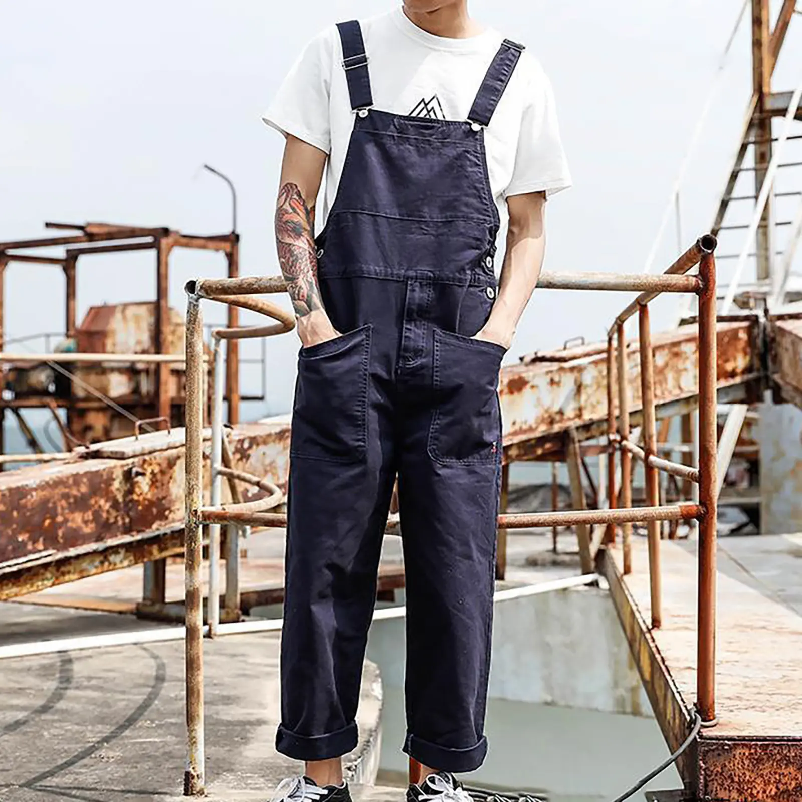 Cargo Pants for Men Men's Bib Overalls Fashion Relaxed Fit Casual Jumpsuit Cotton Lightweight Overalls With Pockets