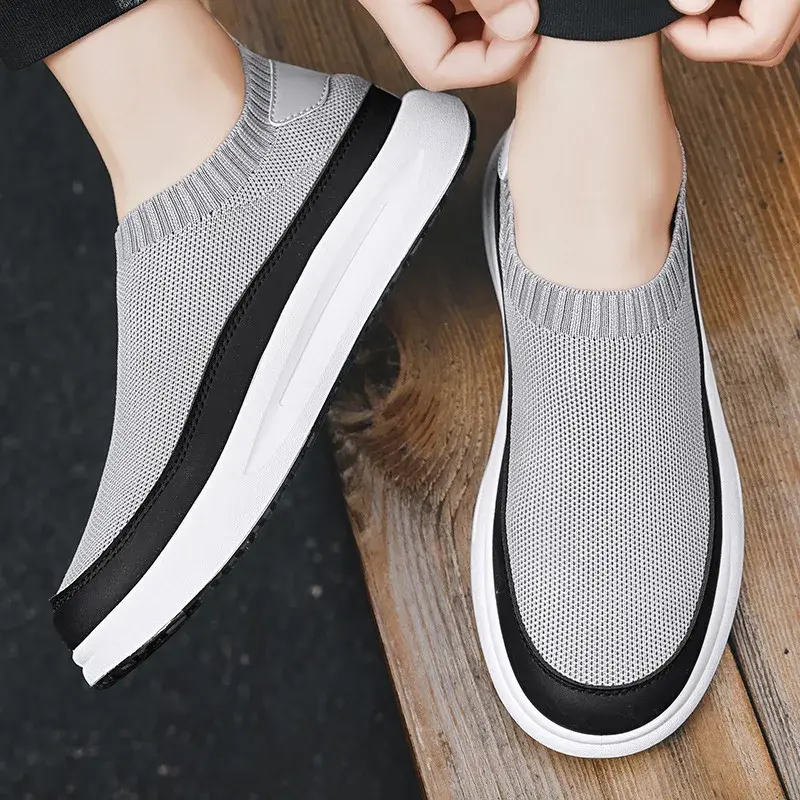 Men Shoes Breathable Fashion High-quality Hightop Socks Shoes Men Spring New Style Knitted Soft Sole Comfort Trend Casual Shoes