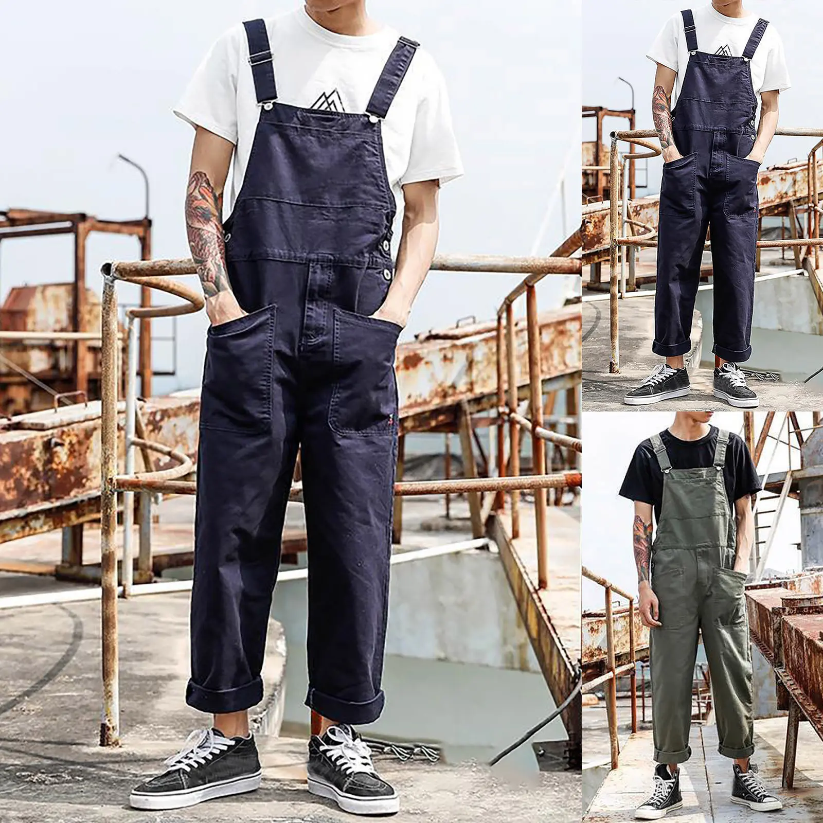 Cargo Pants for Men Men's Bib Overalls Fashion Relaxed Fit Casual Jumpsuit Cotton Lightweight Overalls With Pockets
