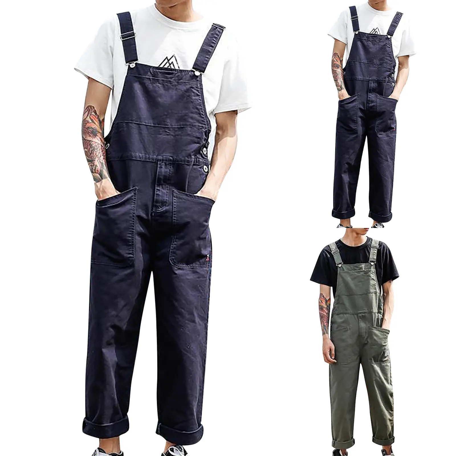 Cargo Pants for Men Men's Bib Overalls Fashion Relaxed Fit Casual Jumpsuit Cotton Lightweight Overalls With Pockets