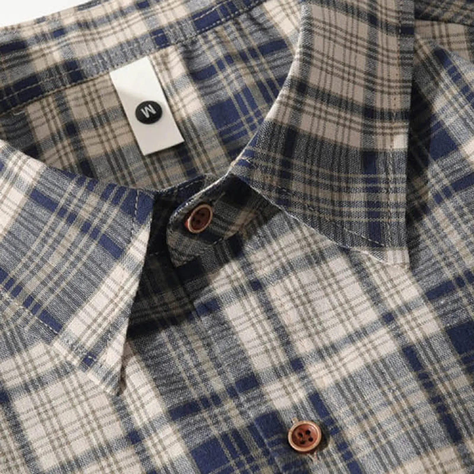 Men's Vintage Plaid Casual Shirts Loose Casual Short Sleeved Lapel Neck Button Down Front Chest Pockets Fashionable Trendy Shirt