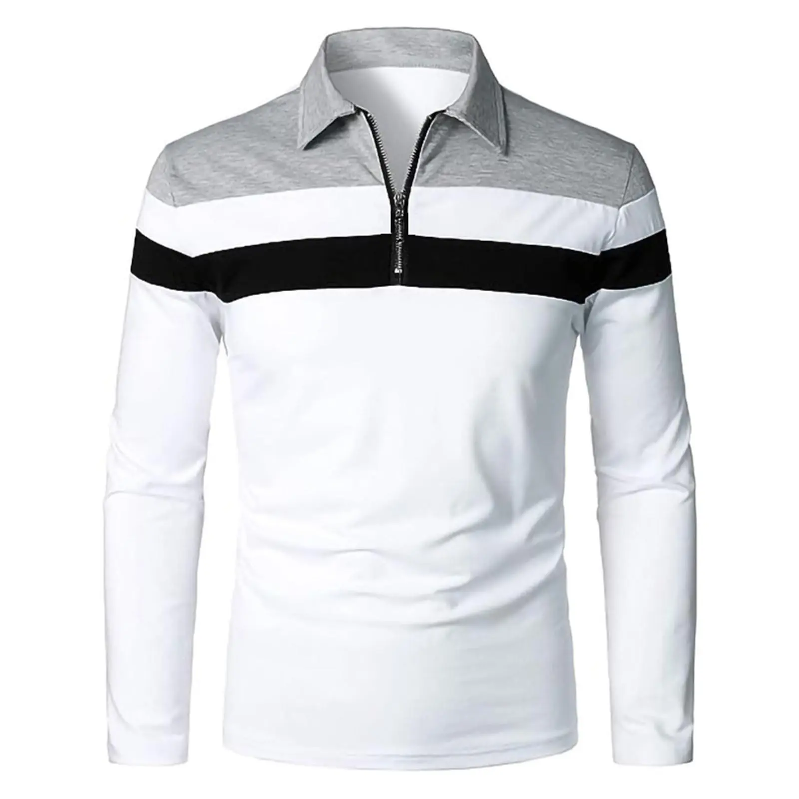 Color Block Shirt For Men Spring And Autumn Fashion Striped Color Matching Lapel Neck Long Sleeved Comfty Shirts for Work Wear