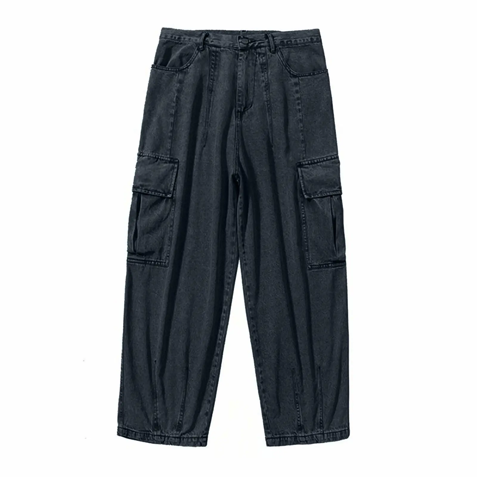 Men Straight Leg Denim Pants Baggy Loose Wide Leg Multi Pocket Denim Trouser Plus Size Baggy Fashion Outgoing Denim Trousers