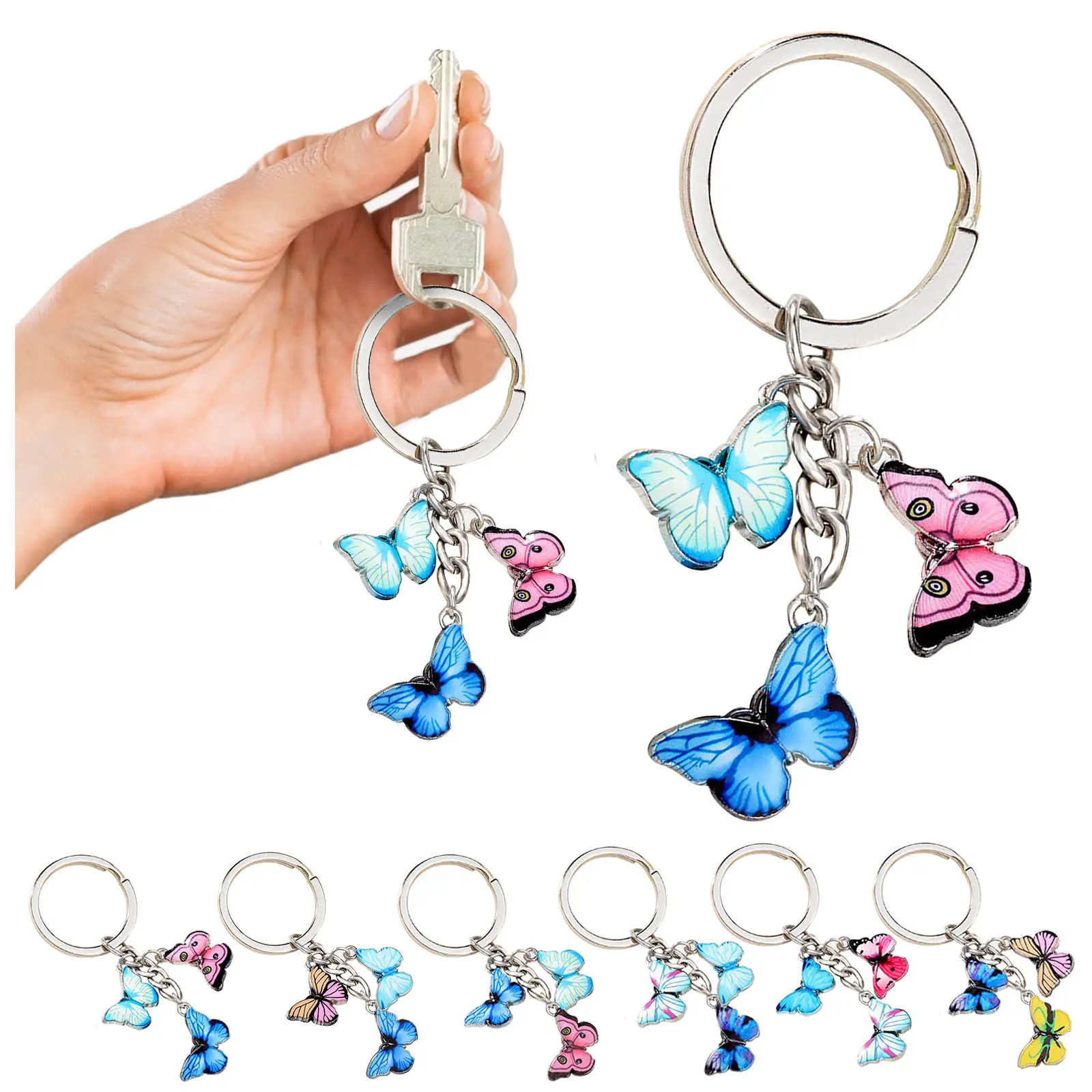 Keychain For Women Pendant Dripping Bag Colorful Butterfly Creative Keyring Female Fashion Pendant Defensive Spray Keychains