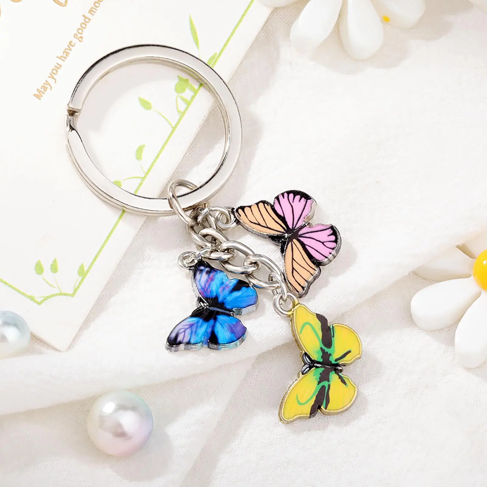 Keychain For Women Pendant Dripping Bag Colorful Butterfly Creative Keyring Female Fashion Pendant Defensive Spray Keychains