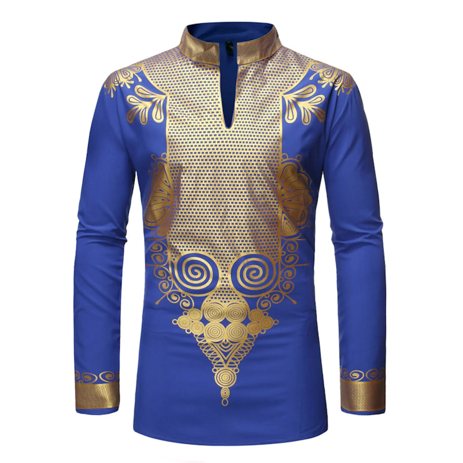 Dragon for Men Mens Stand Pullover Shirt Mens African Turkish Chieftain Print Robe Shirt Simple Long Sleeve Shirt Men