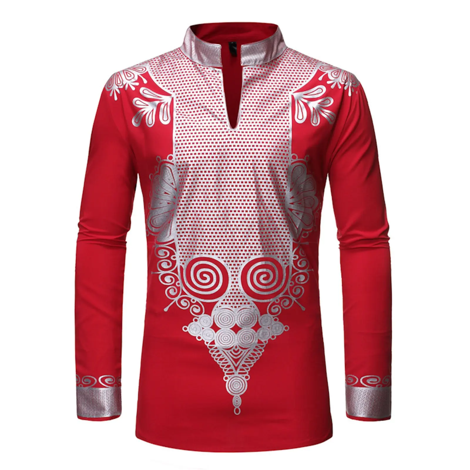 Dragon for Men Mens Stand Pullover Shirt Mens African Turkish Chieftain Print Robe Shirt Simple Long Sleeve Shirt Men