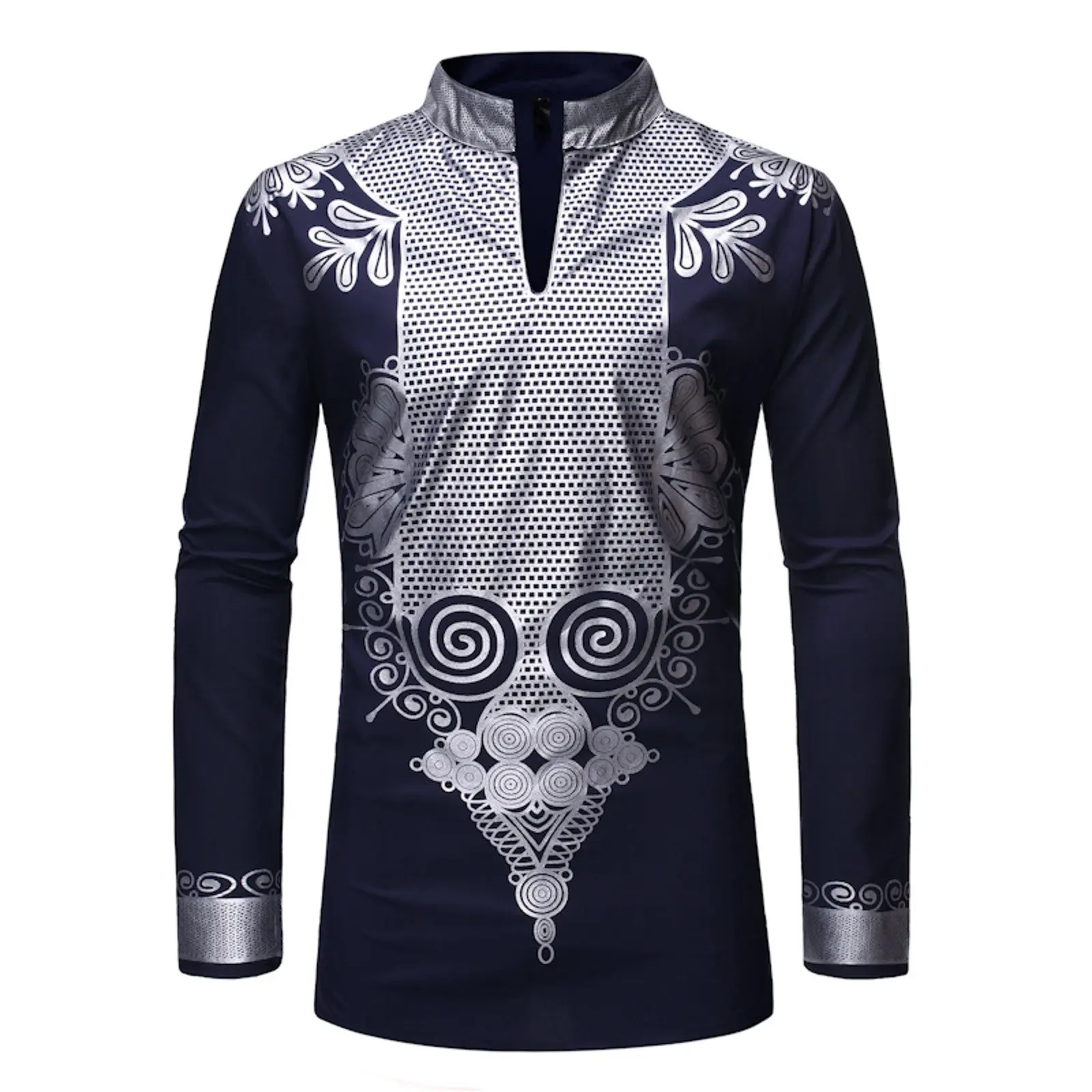 Dragon for Men Mens Stand Pullover Shirt Mens African Turkish Chieftain Print Robe Shirt Simple Long Sleeve Shirt Men