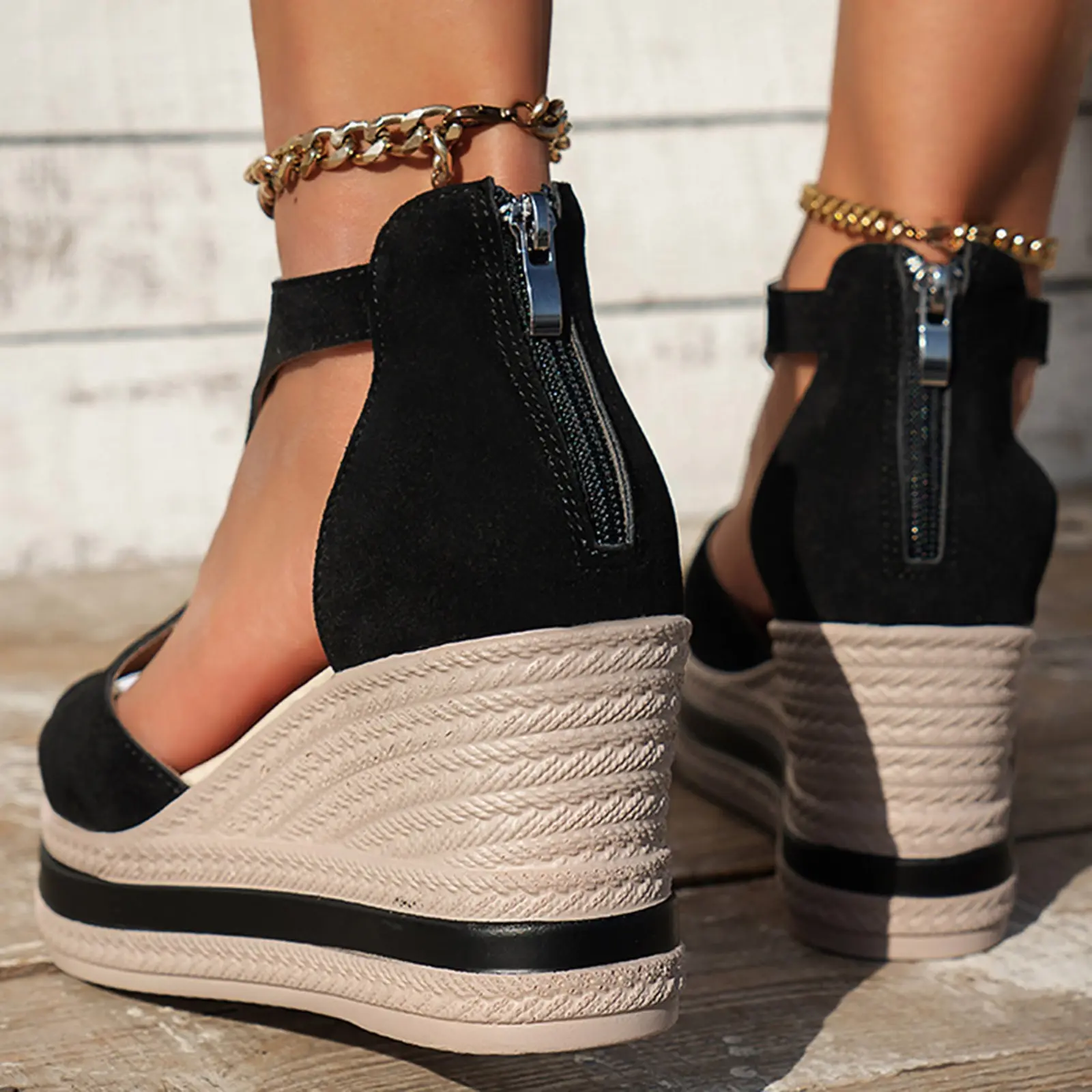 Women Sandals with Arch Support for Summer Ladies Wedges Sandals Open Toe Fashion Causal Wedge Platform Solid Color