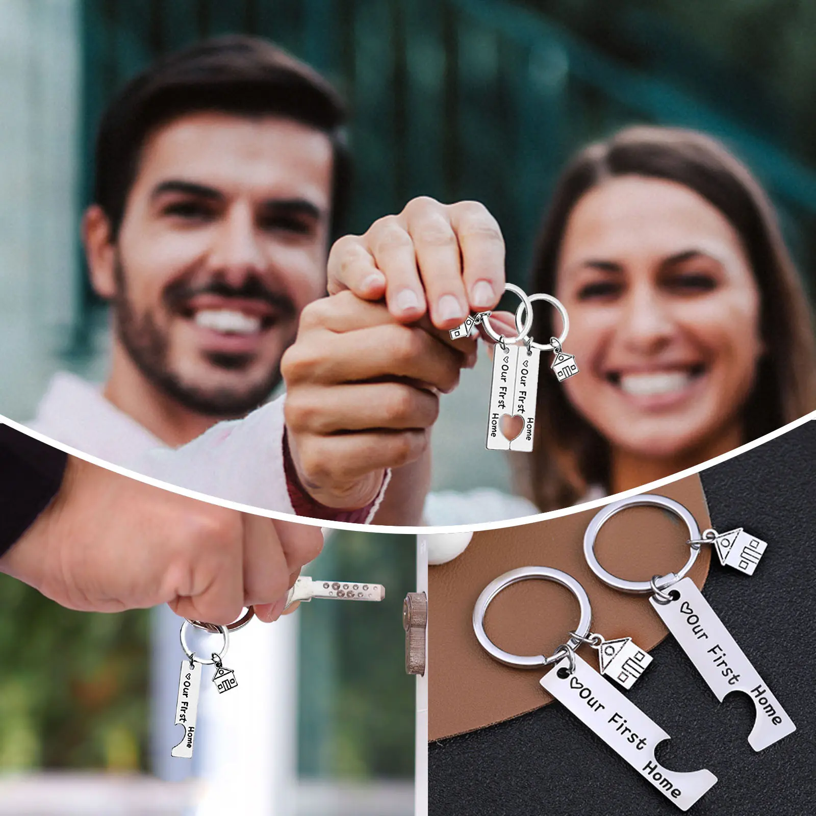 Our First Home Keychains New House Keychain New Home Keychain House Keyrings Housewarming Gift Car Key Holder For Men Fashion