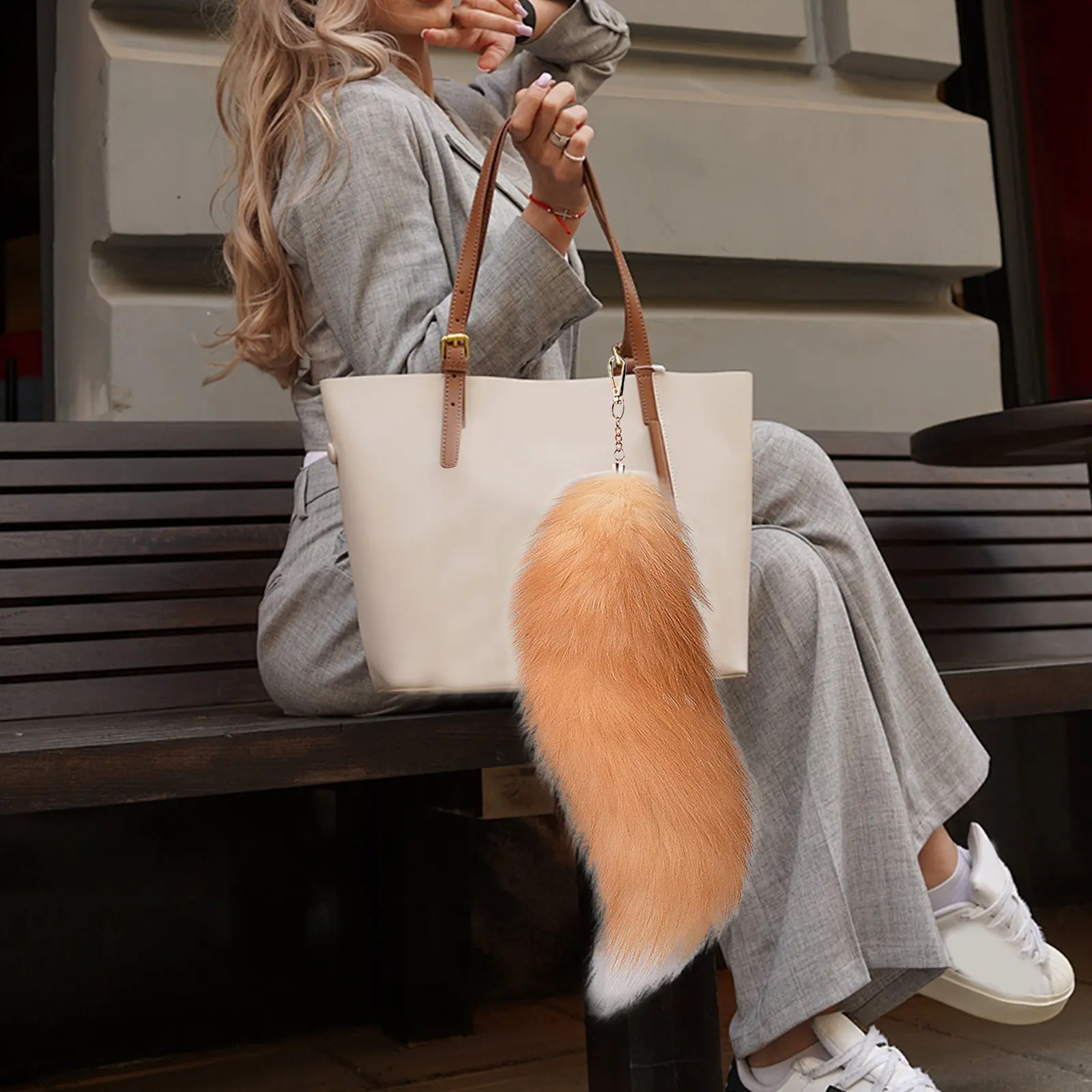 3 Pcs Tail 15.8 Inch Long Therian Tail With Clasp Halloween Soft Tail Keychain Hanging Tails For Women Adult Thin Wallet Women