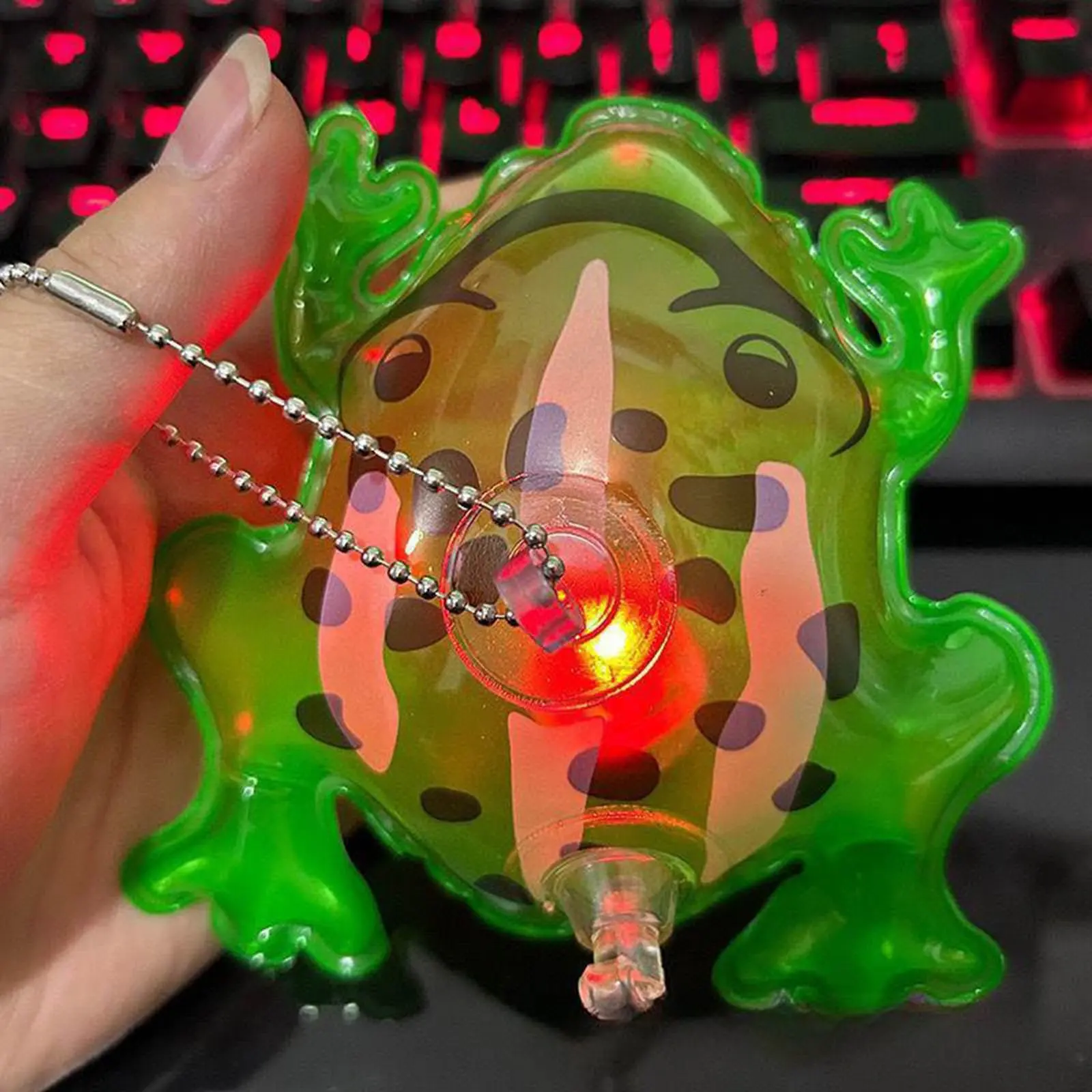 Mini Frog Inflatable Frog Pink And Green Children'S Balloon Glowing New Pendant Small Keychain Shake It And It Lanyard Key Ring