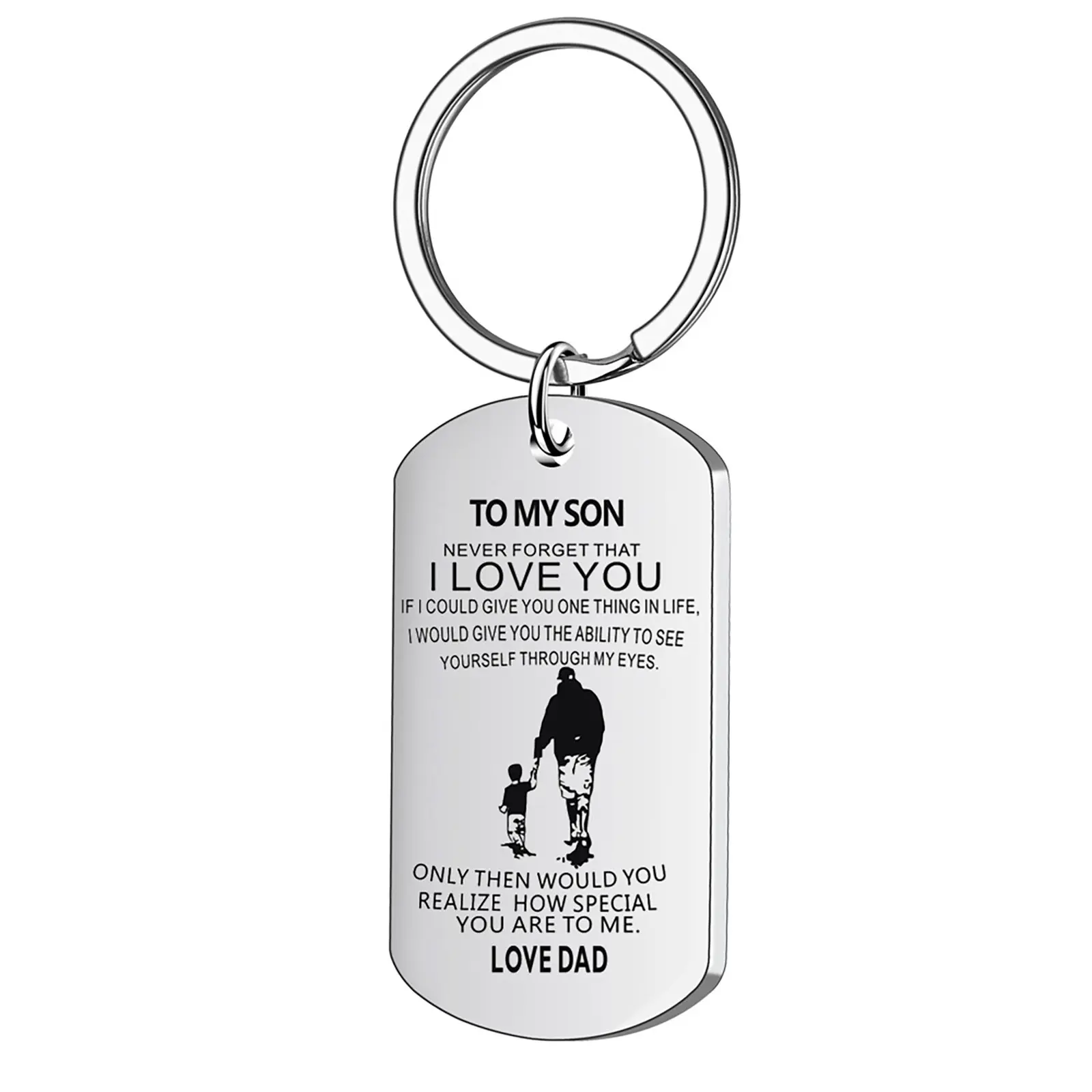 My Son Stainless Steel Father Son Pendant Nameplate Love Gift Key Chain Necklace Cute Backpack Charms