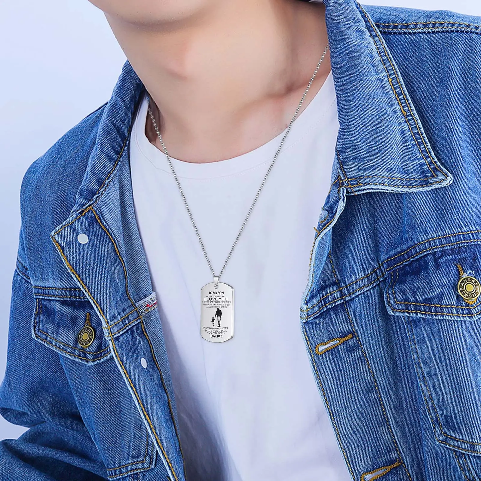 My Son Stainless Steel Father Son Pendant Nameplate Love Gift Key Chain Necklace Cute Backpack Charms