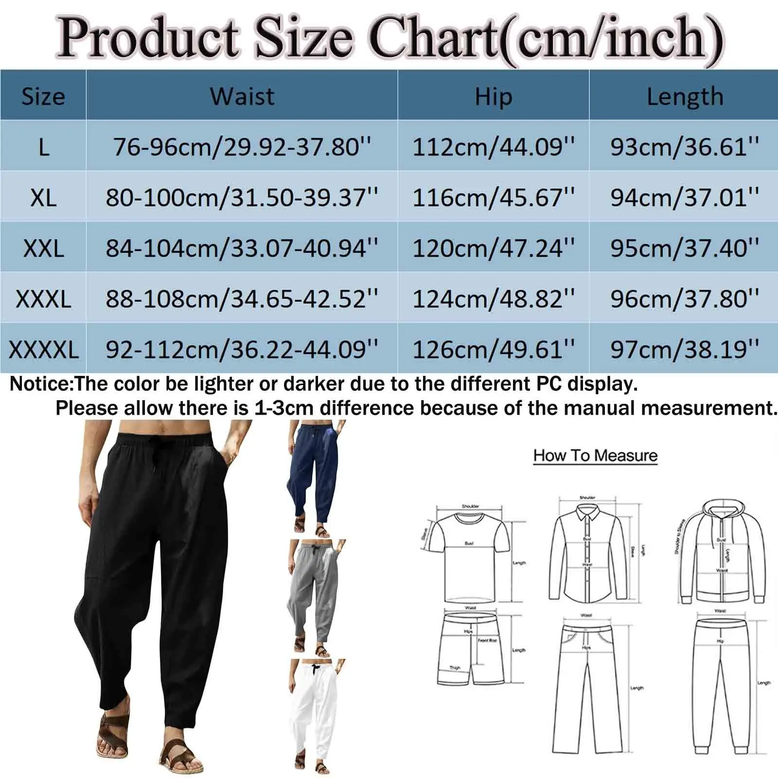 Men Baggy Casual Pants Spring And Summer Solid Color Elastic Waist Drawstring Loose Pockets Thin Breathable Beach Trouser