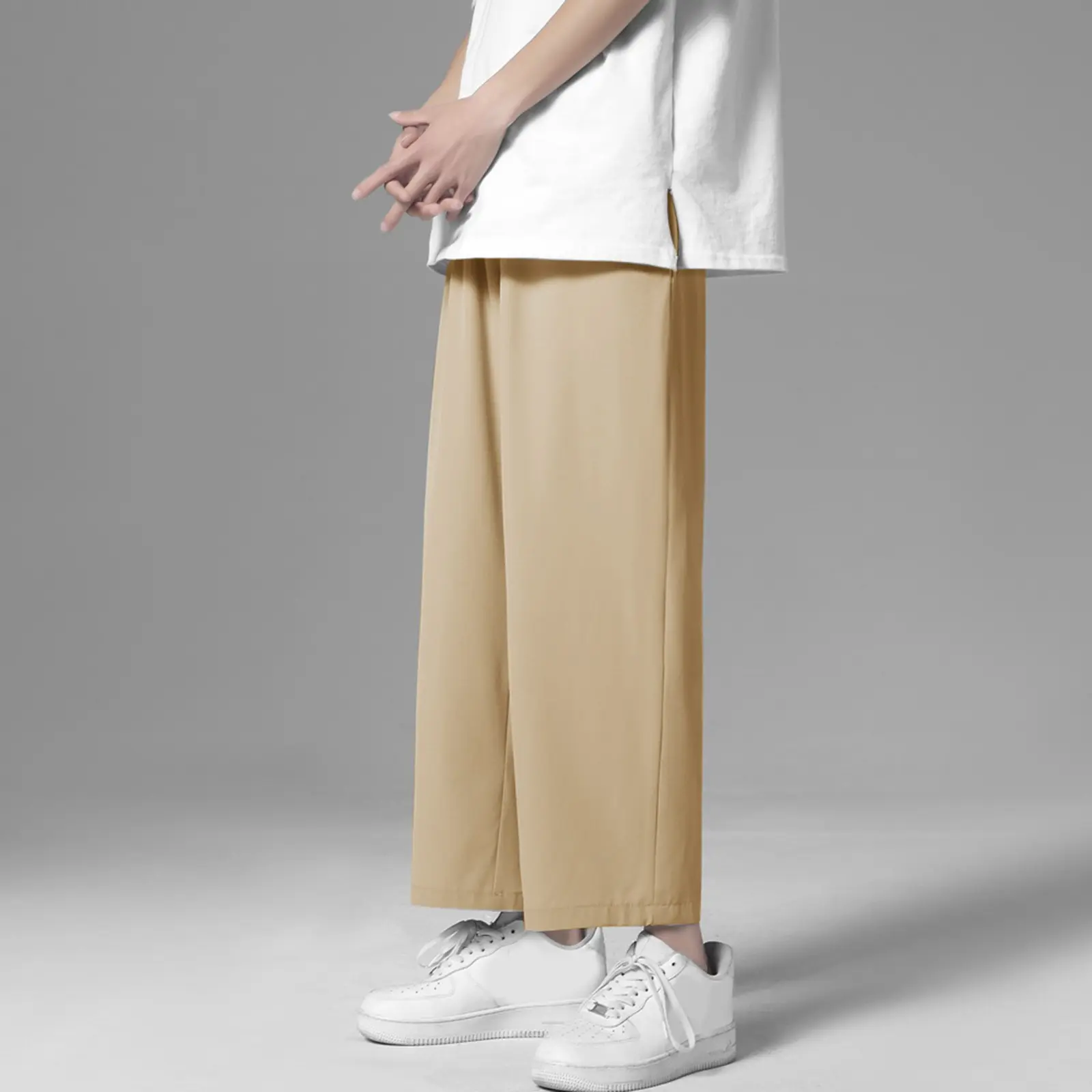 Men's Summer Harem Pants Thin Ice Silk Quick Drying Ice Cool Slacks Air Conditioned Thin Casual Pants Men's Straight Leg Trouser