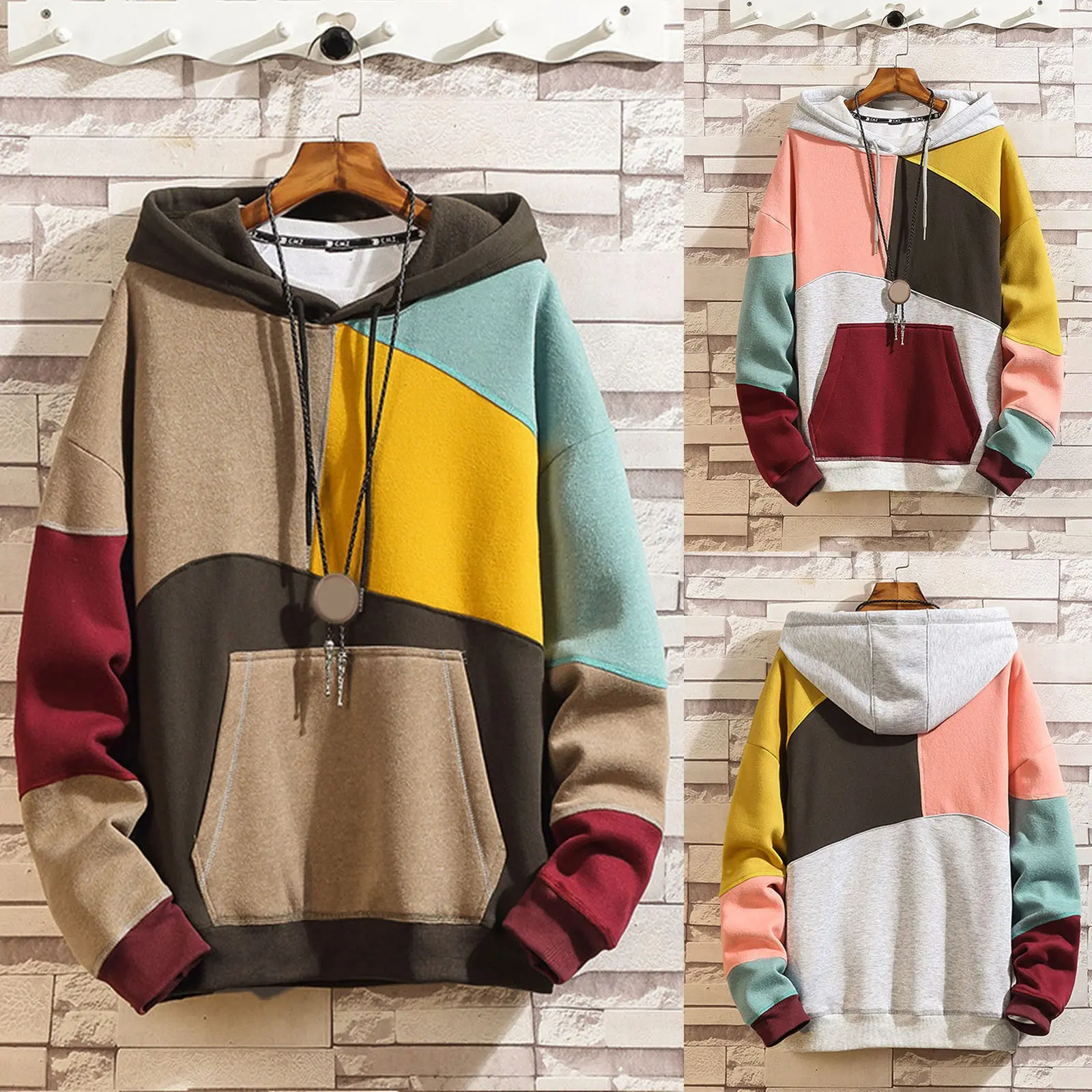 Plain Hooded Sweatshirt Men Mens Casual Hoodie Splicing Large Size Sweater Slipper Socks Animals