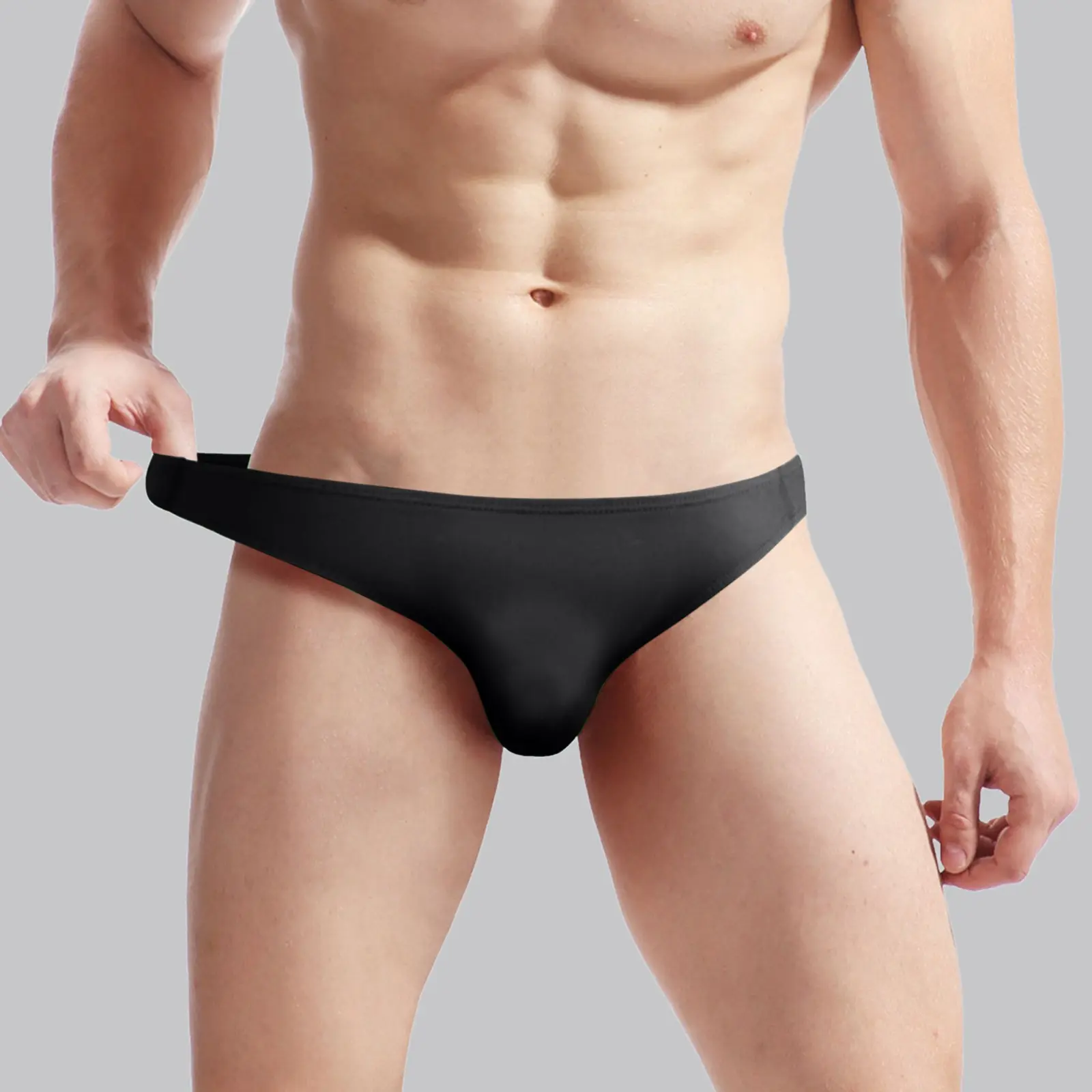 Separating Underwear Men's Underwear Fit Translucent Ice Silk Low Waist Buckle G String Pants T Pants Mens Underwear Silk Briefs