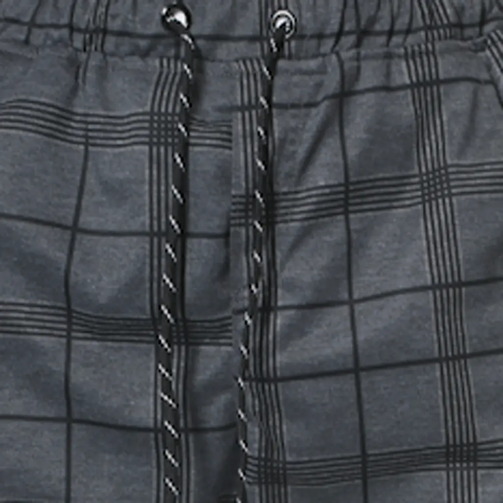 Cut Jean Men's Long Casual Sport Pants Slim Fit Plaid Trousers Running Joggers Sweatpants