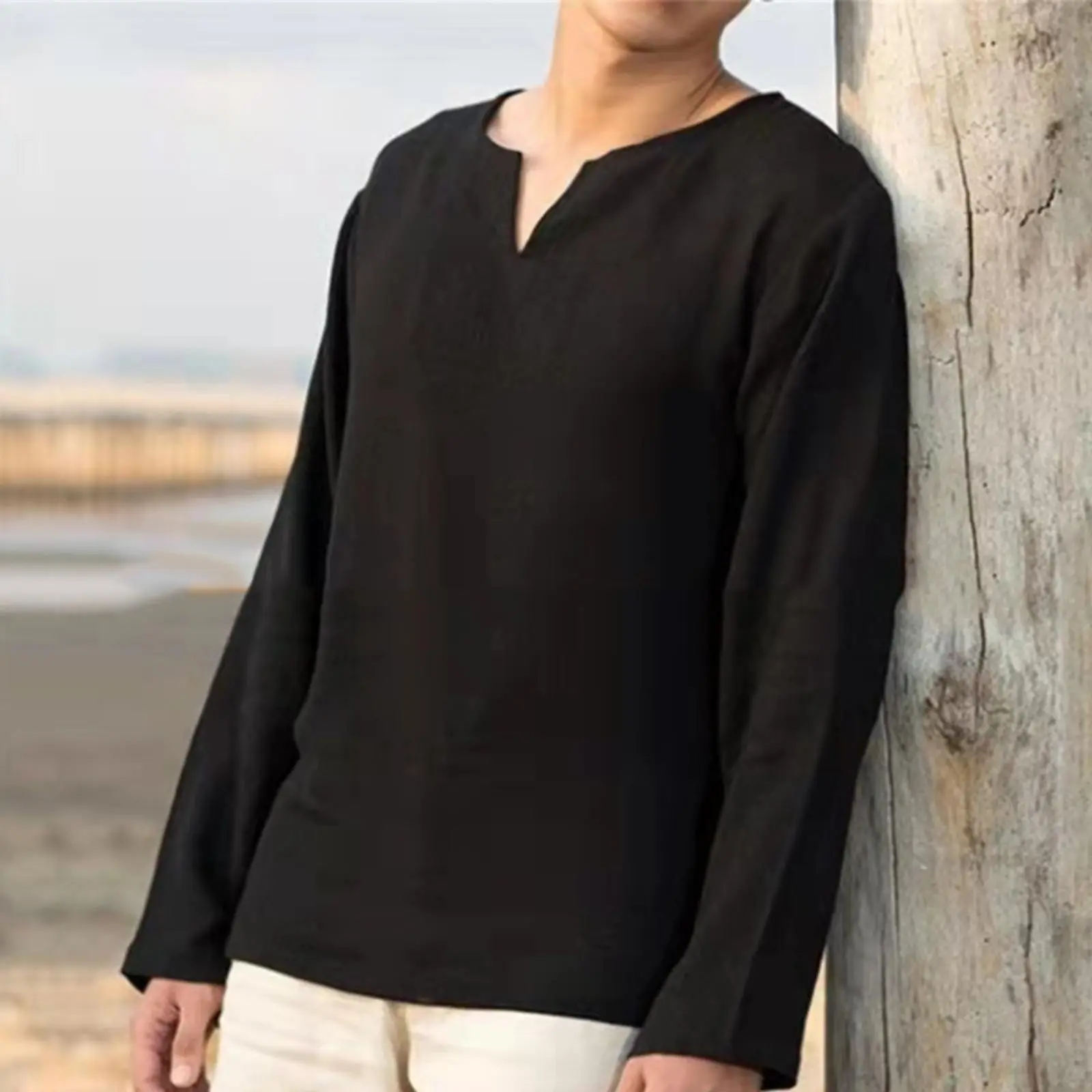 Men's Big And Tall T Shirts Men's Loose Casual Beach Holiday Plain Long Sleeve Tops Minimalist Style Comfty Versatile T-shirt