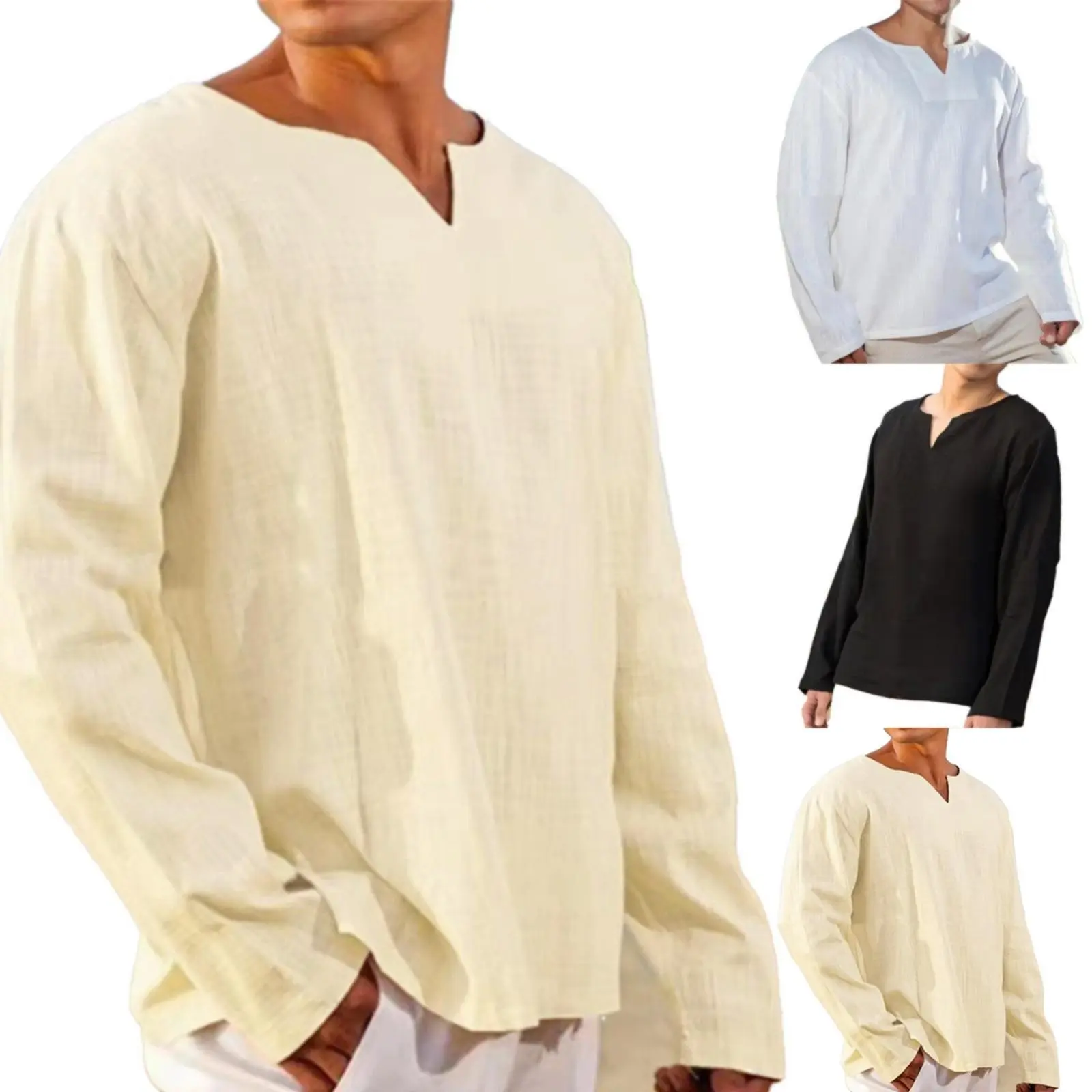 Men's Big And Tall T Shirts Men's Loose Casual Beach Holiday Plain Long Sleeve Tops Minimalist Style Comfty Versatile T-shirt