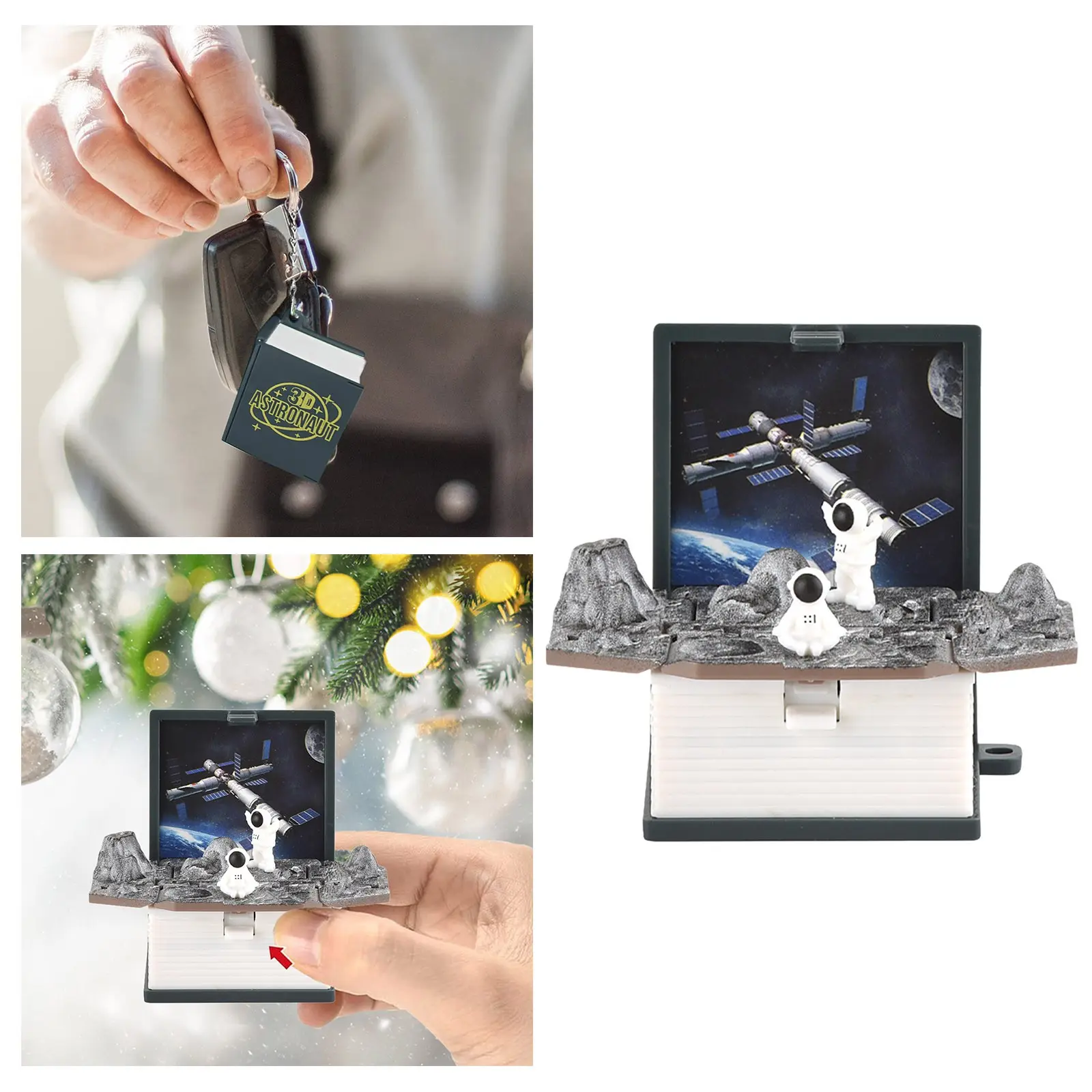 Christmas Gifts For Kids Friends 3D Folding Book Football Basketball Christmas Idyllic Key Chain Wallet with Key Ring for Women