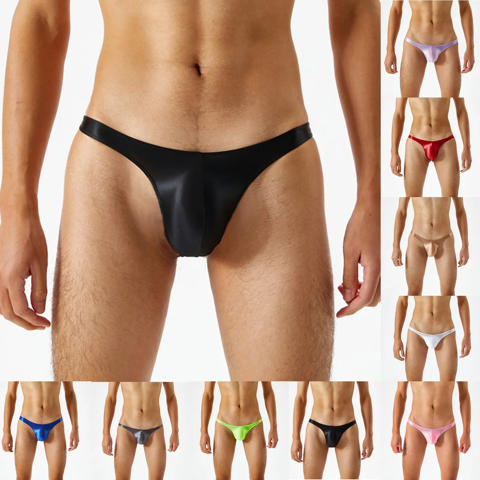 Men Tuxedo Underwear Silky Transparent Ultra Thin Glossy Silky Ultra Low Waist Men's Thong T Pants Gift Snack