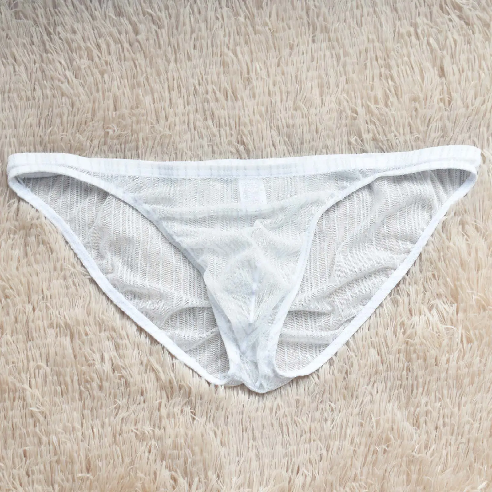 Men's Summer Mesh Panties Mid Waist Lightweight Solid Color Sexy Thin Breathable Comfty Fabric Solid Color Underpants