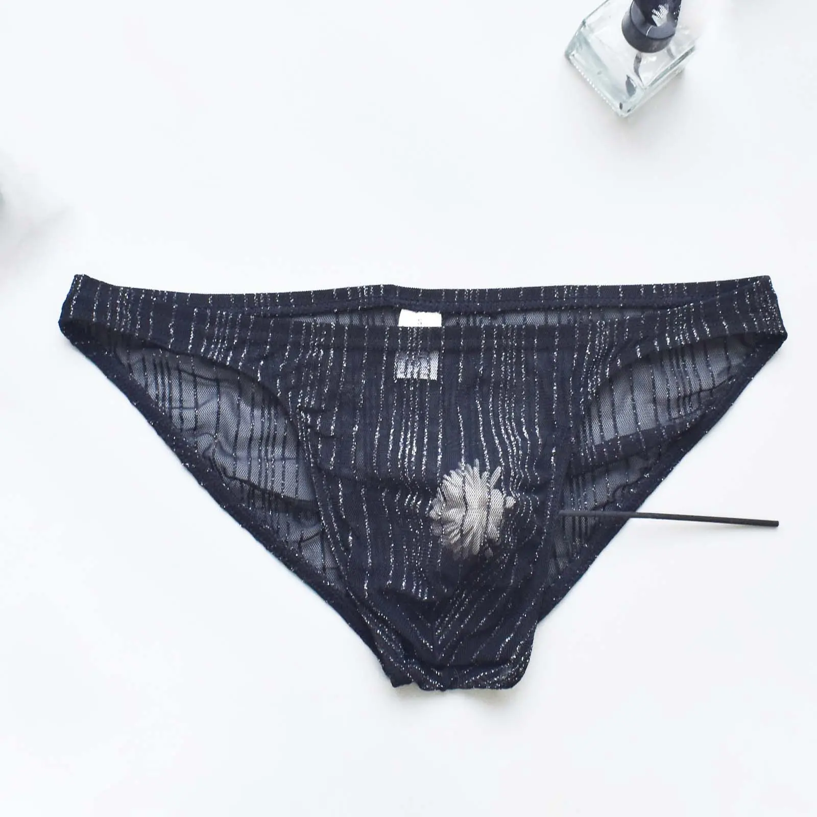 Men's Summer Mesh Panties Mid Waist Lightweight Solid Color Sexy Thin Breathable Comfty Fabric Solid Color Underpants