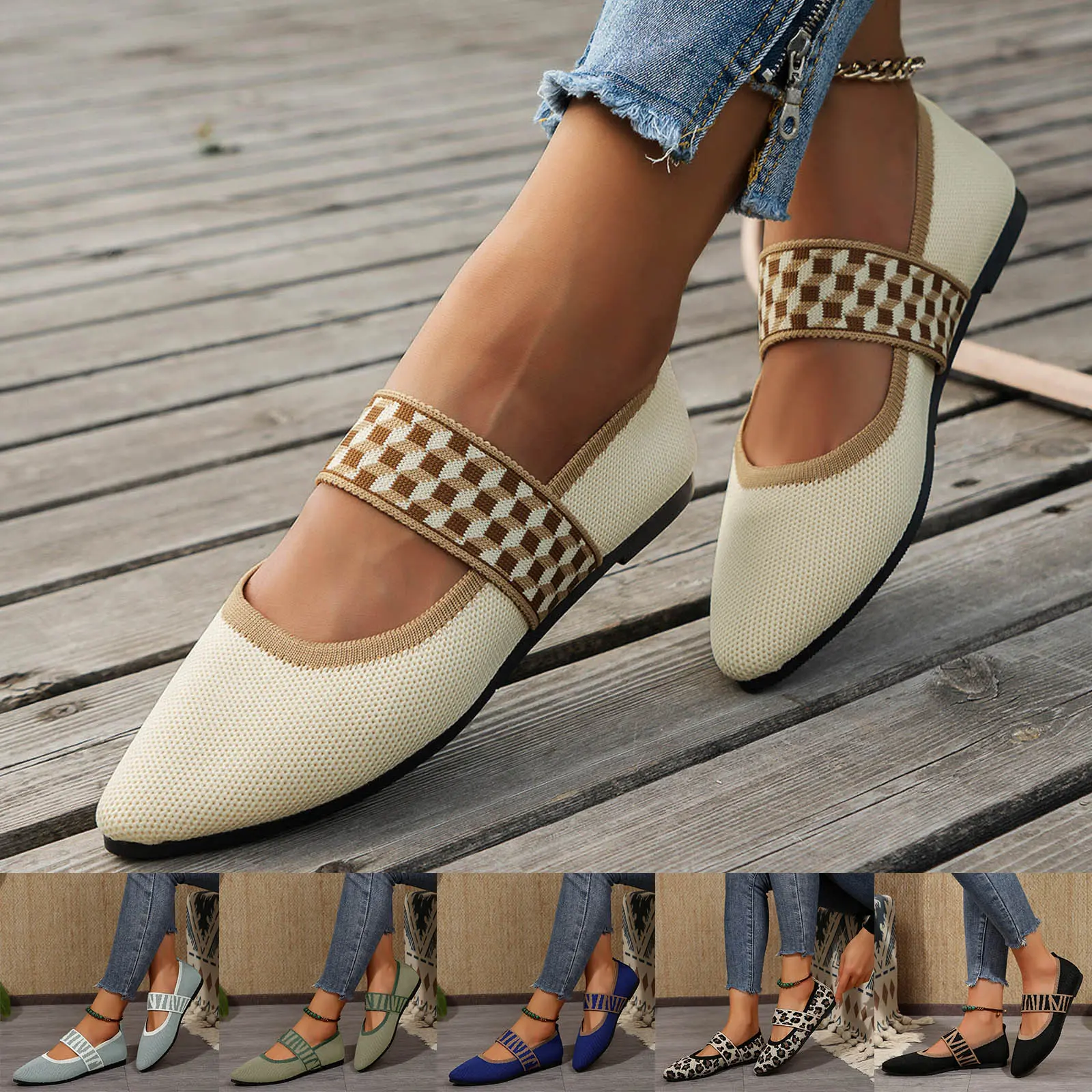 Women's Casual Pointed Shoes Flat Toe Fashionable Outside Wear Slip On Thin Bottom Mesh Breathable Temperament Commuting Shoes