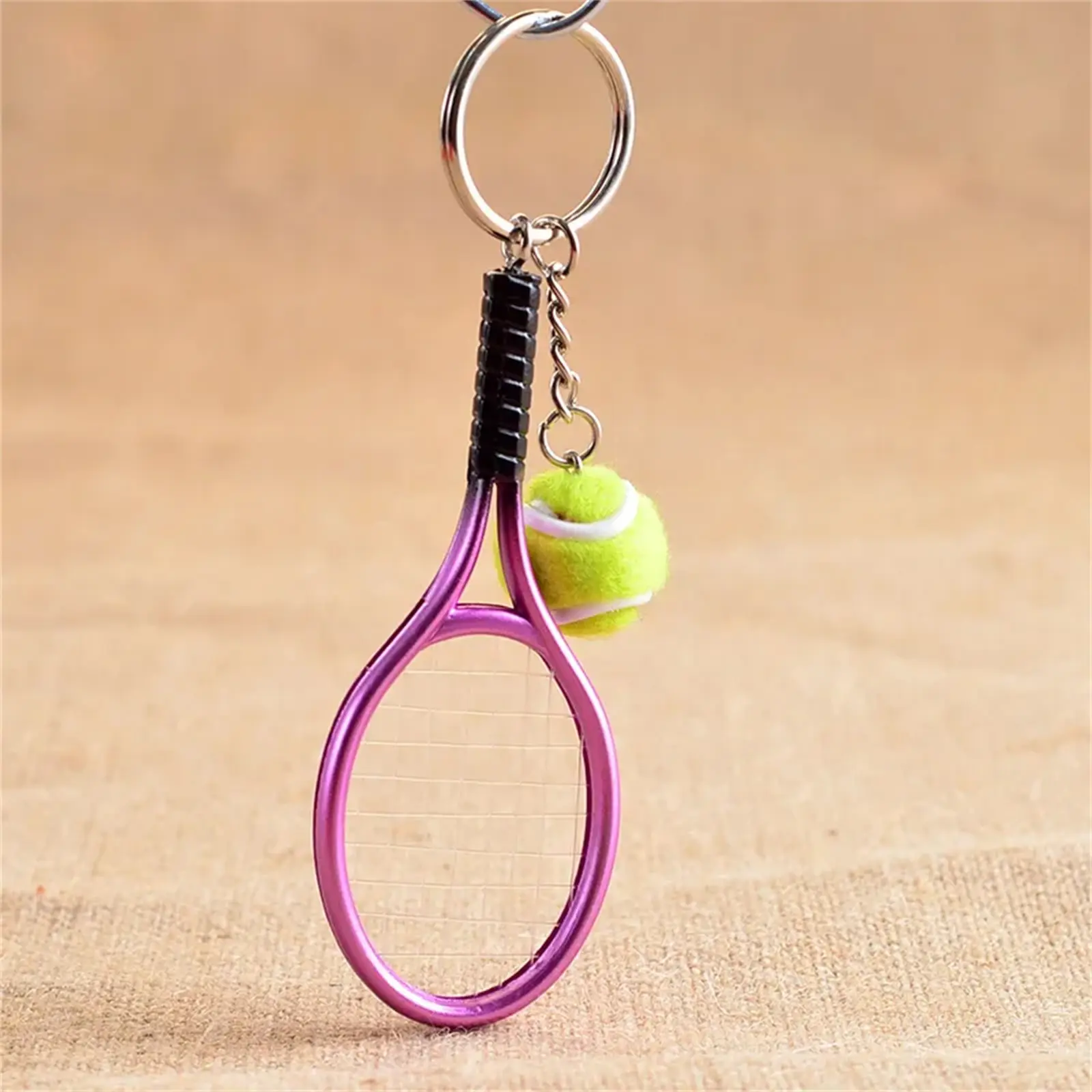 Wallet Key Ring Pendant Tennis Keychain Mini Tennis Rackets Keyring Creative Design Sports Tennis Racket Accessory for House