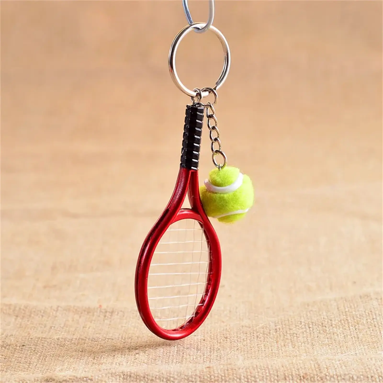 Wallet Key Ring Pendant Tennis Keychain Mini Tennis Rackets Keyring Creative Design Sports Tennis Racket Accessory for House