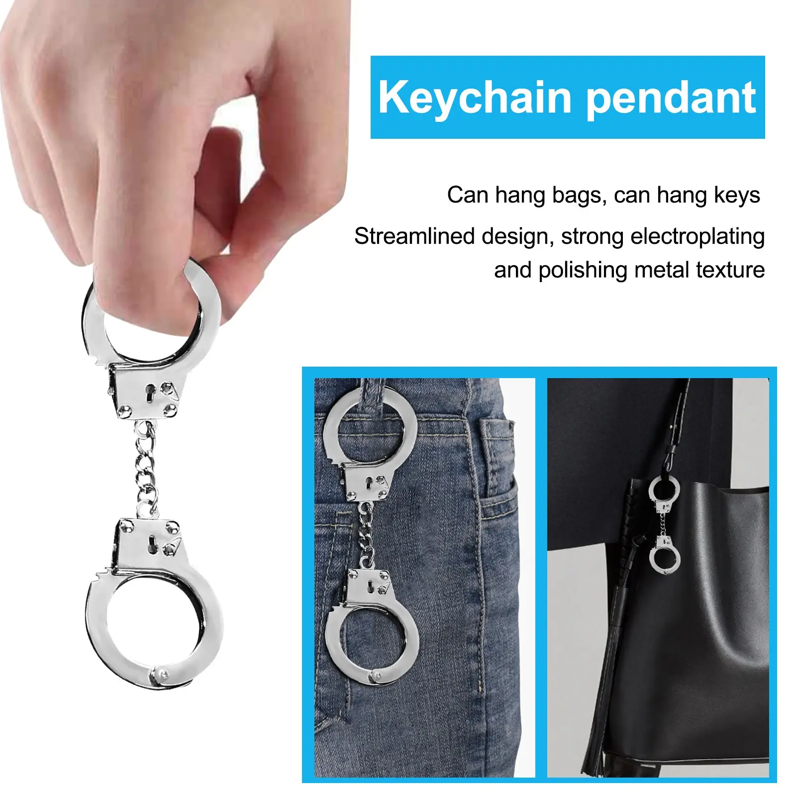 Handcuff Charm Metal Handcuff-Shaped Creative Keychain Keychain Keychains Person Alarm Streetwear Fashion Decor Personality