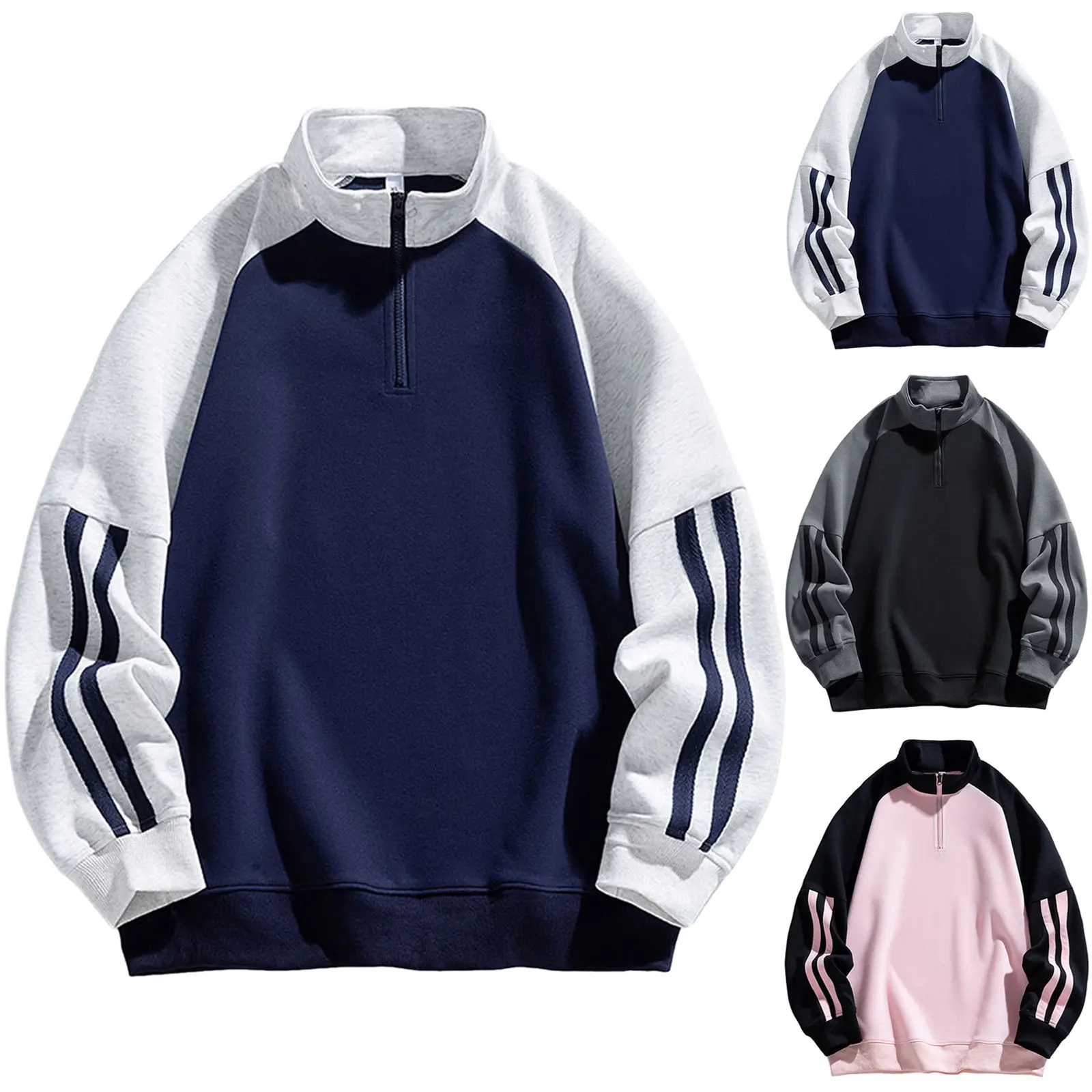 Cool Mom Sweatshirt Men'S High Street Fashion Half Zip Loose Casual Heavyweight Hoodie Men Full Zip Fleece Sudadera Hombre