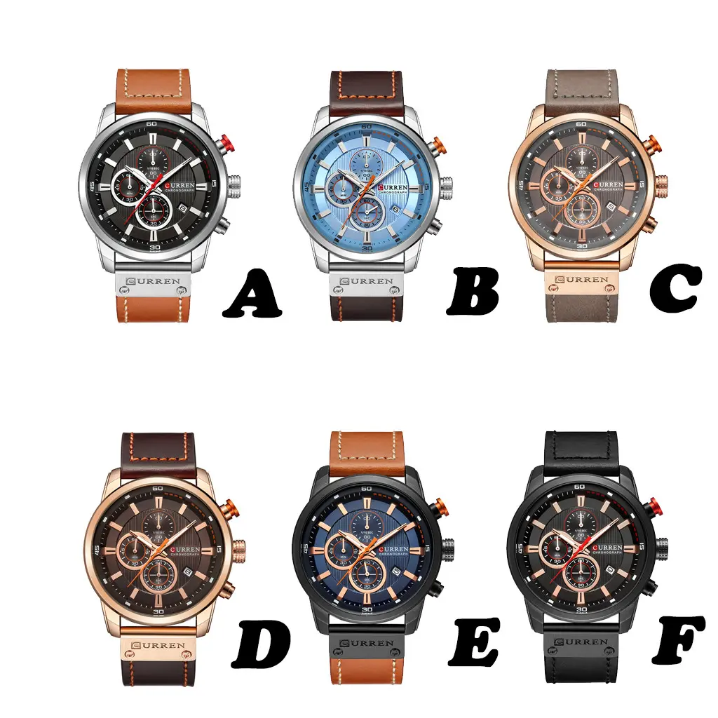 Automatic Watch Round True Three Calendar Men's Business Quartz Watch Fashion Big Ddial Leather Strap High End Trend Watch
