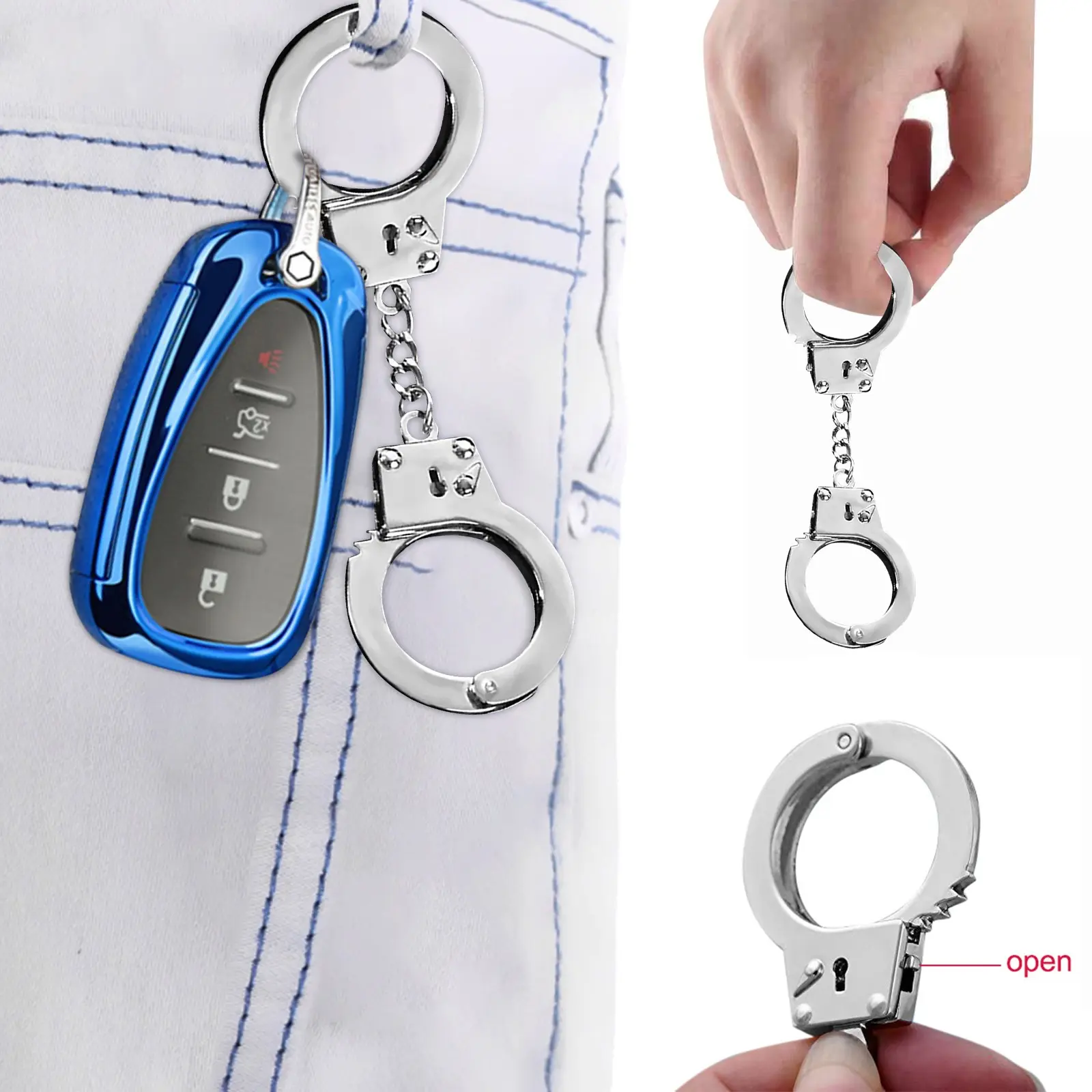 Handcuff Charm Metal Handcuff-Shaped Creative Keychain Keychain Keychains Person Alarm Streetwear Fashion Decor Personality