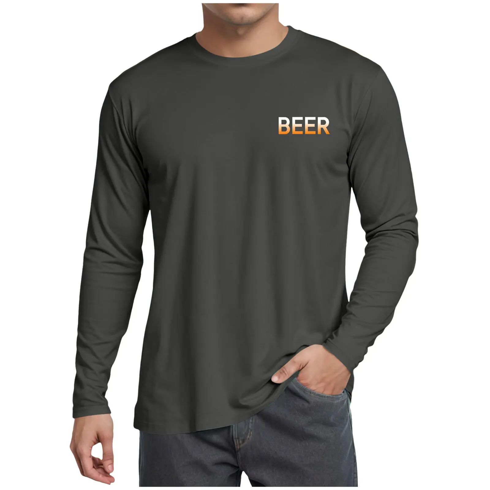 Big And Tall T Shirts for Men Men's Oktoberfest Festival Clock Beer Letters Print Crew Neck T Shirt Long Sleeve Top Medium Shirt