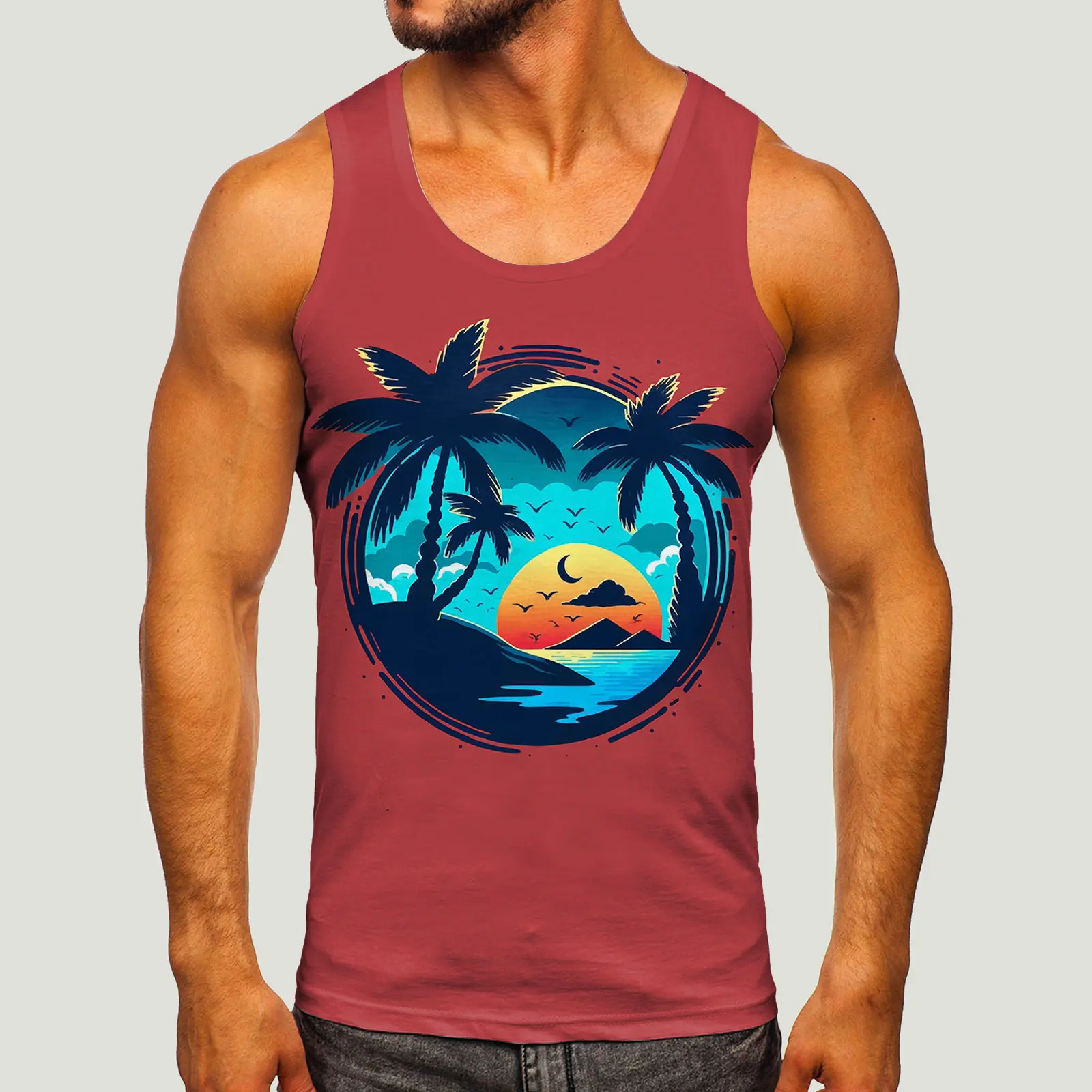 Simple Vest For Men Fashion Spring Summer Casual Sleeveless O Neck Printed Tank Tops Blouse Casual Sports Tees For Male Clothes