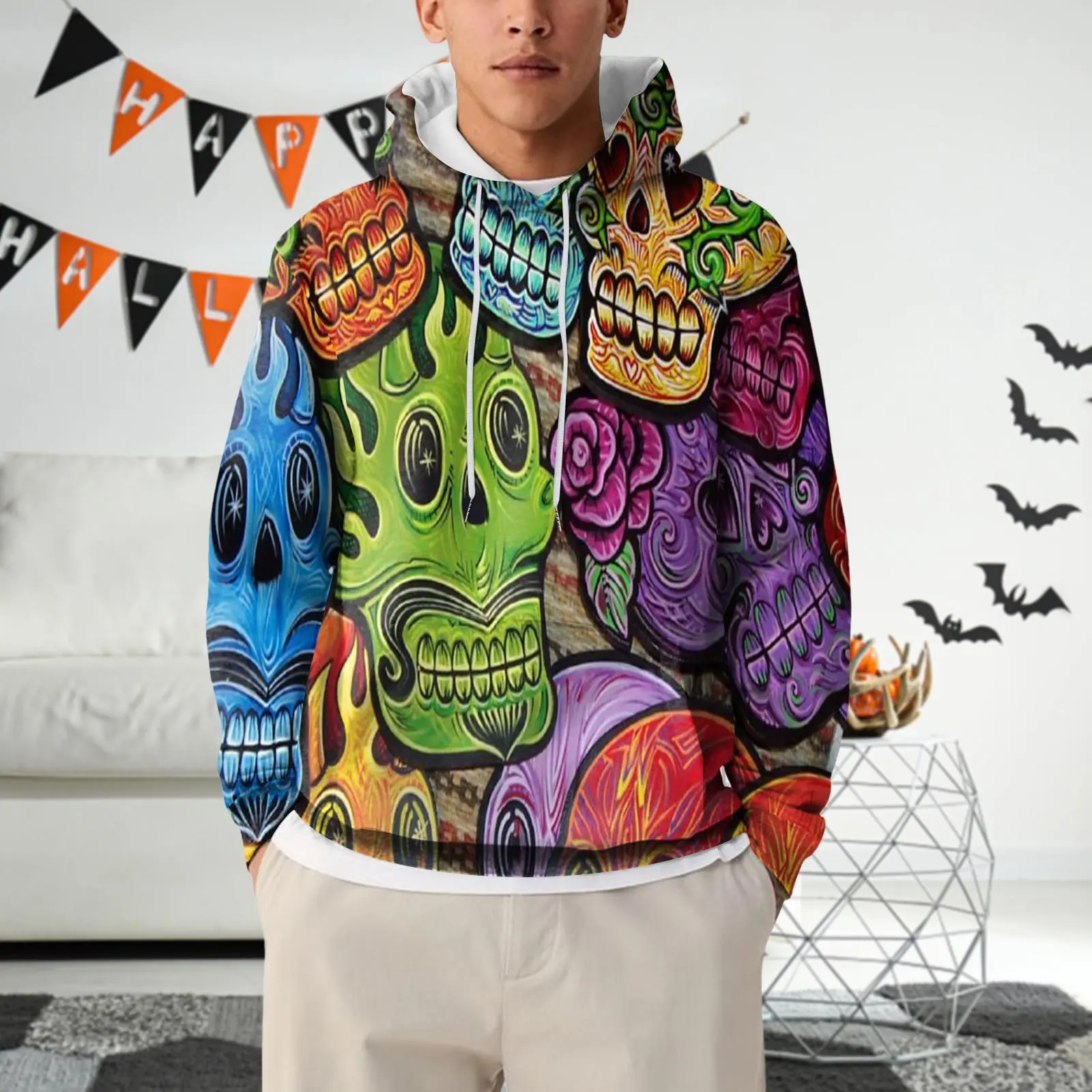 Hoodies For Man Skeleton Zip Up Hoodie Halloween Fashion Casual Pullover Hoodie With Pockets Sweatshirts For Men Women Sudaderas