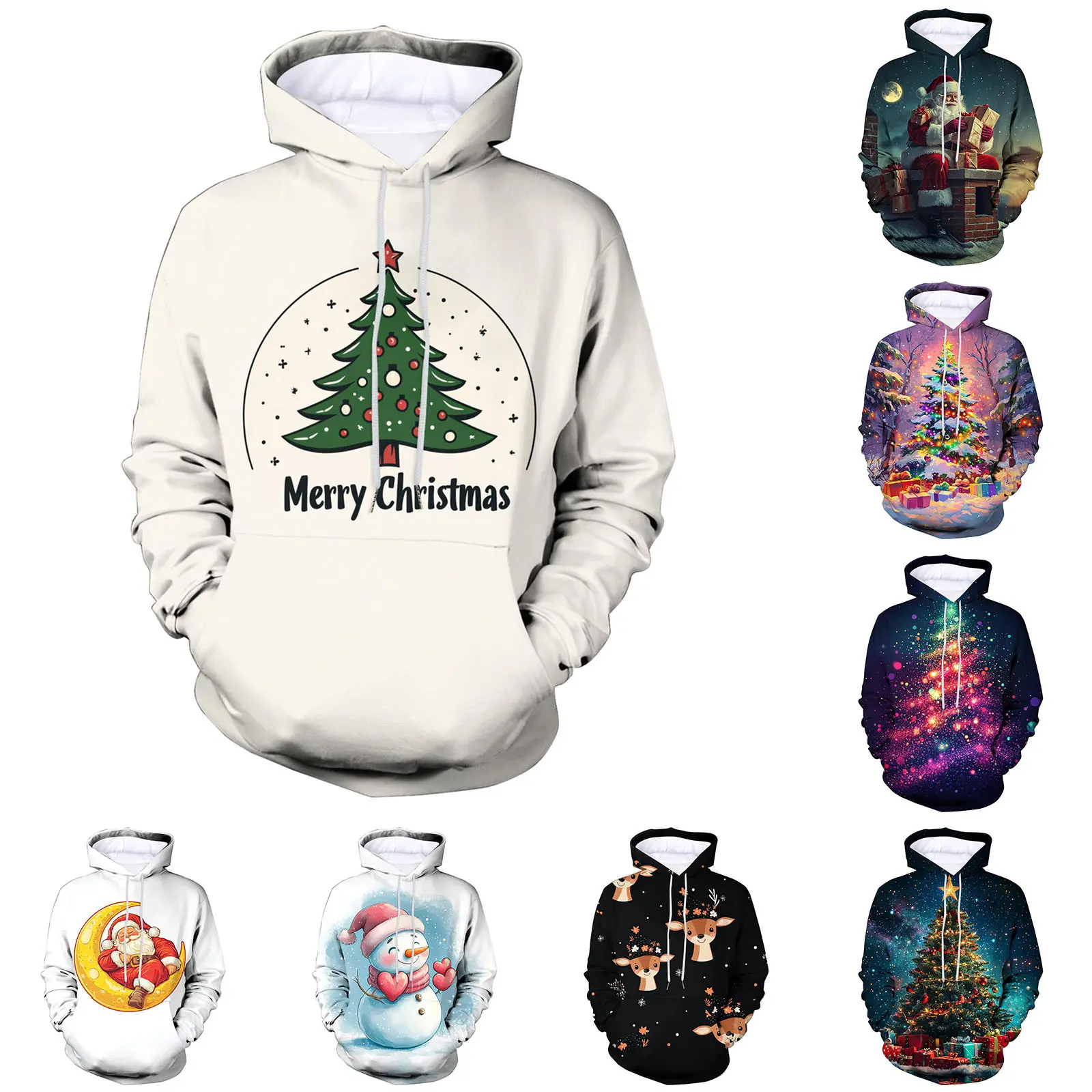 Hoodies For Man Autumn Winter Christmas Hoodie Digital Printed Hoodie Long Sleeve Mens Hoodie With Drawstring Sudadera Hombre