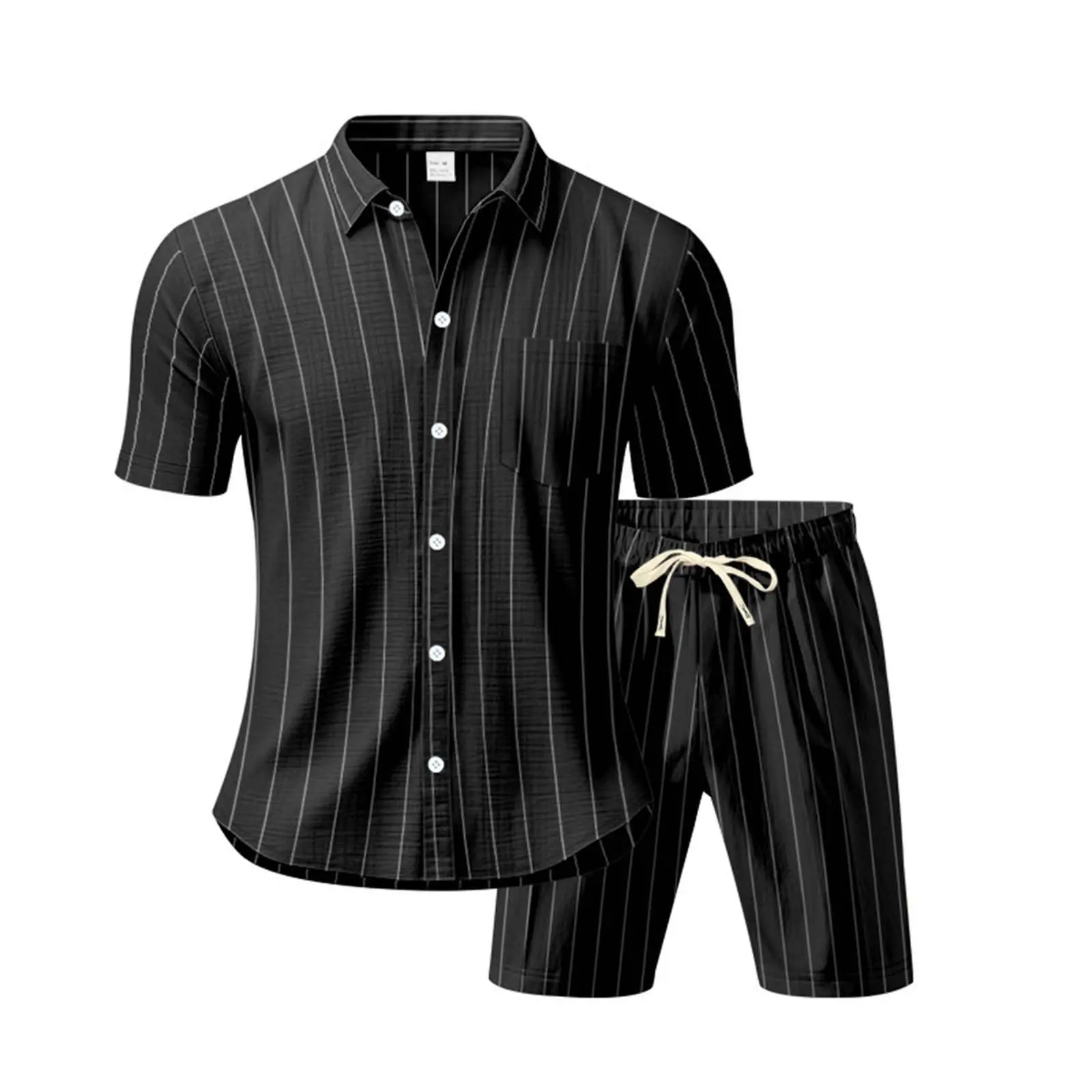 Men'S Suits Slim Fit Men'S Loose Button Short Sleeve Shirt Elastic Waist Beach Lace Up Shorts Christmas Mens Suit Jacket