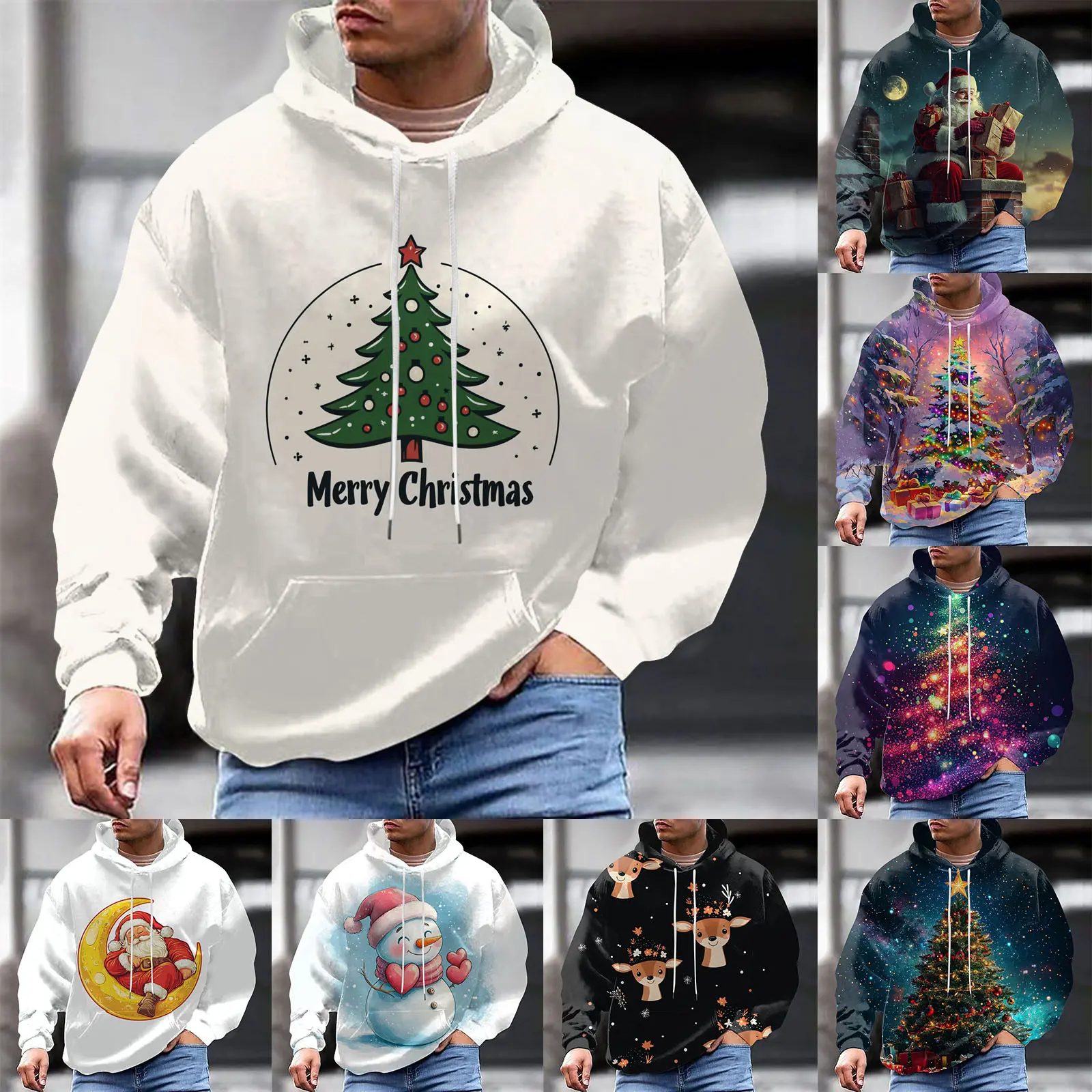Hoodies For Man Autumn Winter Christmas Hoodie Digital Printed Hoodie Long Sleeve Mens Hoodie With Drawstring Sudadera Hombre