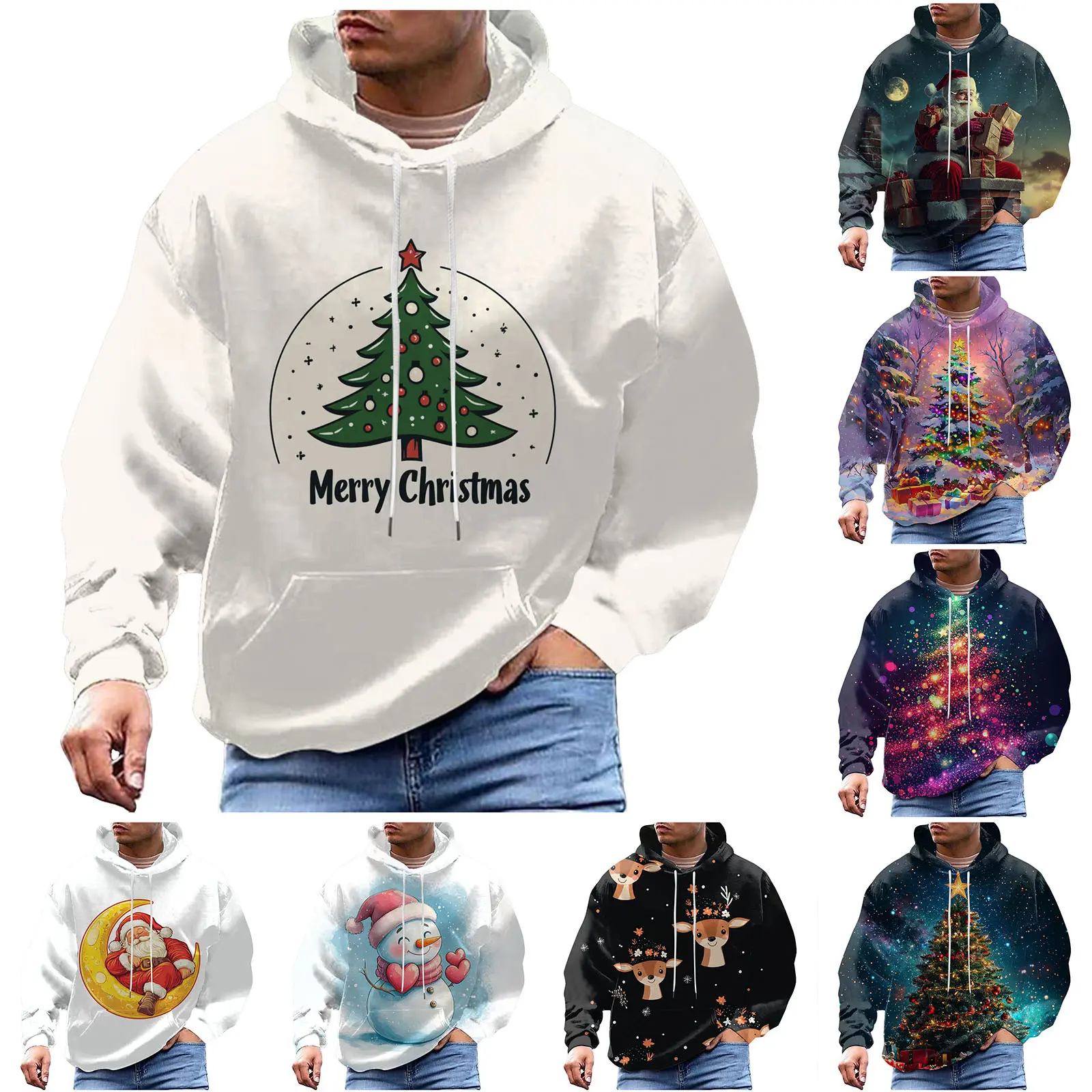 Hoodies For Man Autumn Winter Christmas Hoodie Digital Printed Hoodie Long Sleeve Mens Hoodie With Drawstring Sudadera Hombre
