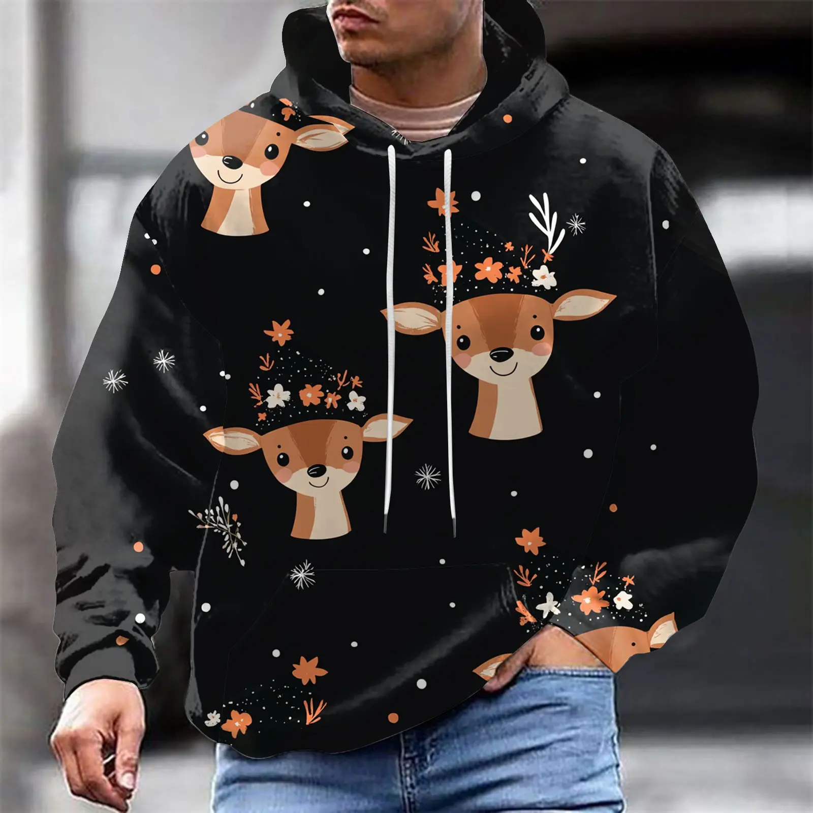 Hoodies For Man Autumn Winter Christmas Hoodie Digital Printed Hoodie Long Sleeve Mens Hoodie With Drawstring Sudadera Hombre