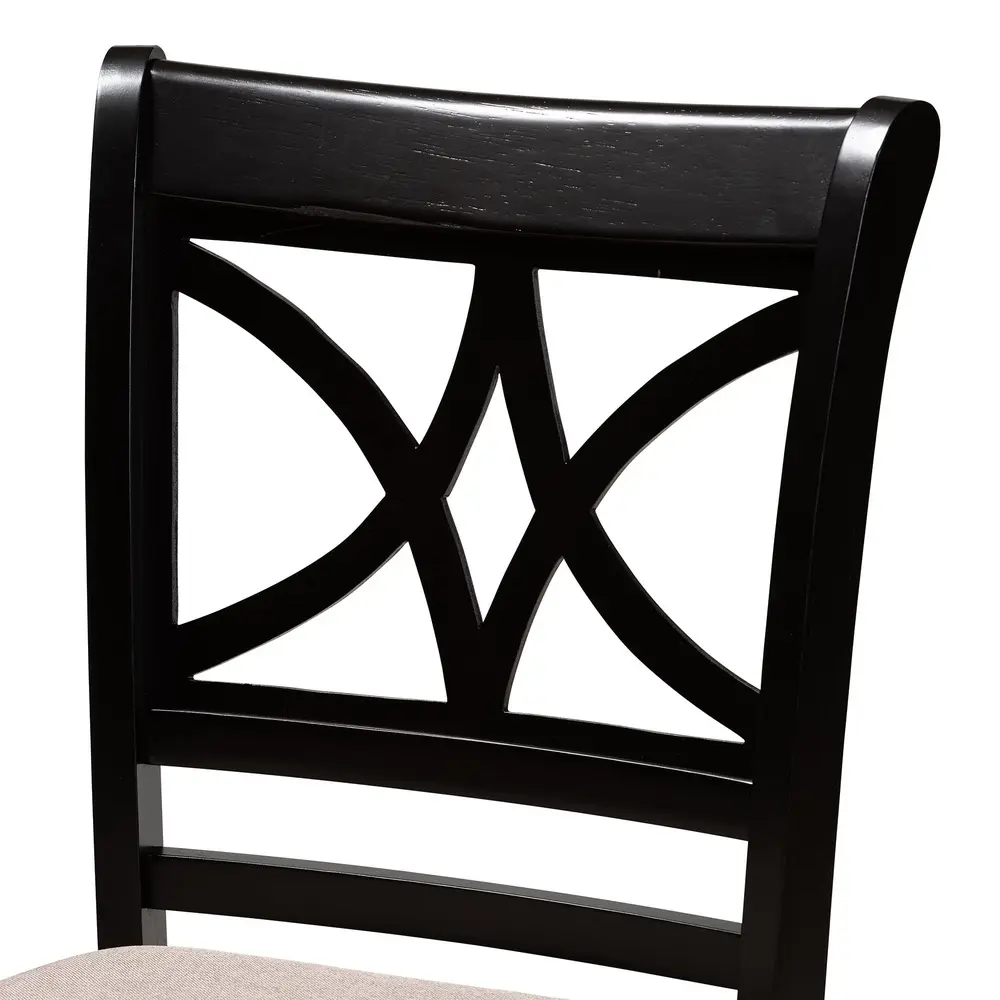 Contemporary 5-Piece Counter Height Pub Dining Set with Espresso Wood Finish and Comfortable Upholstered Chairs Indoor Use