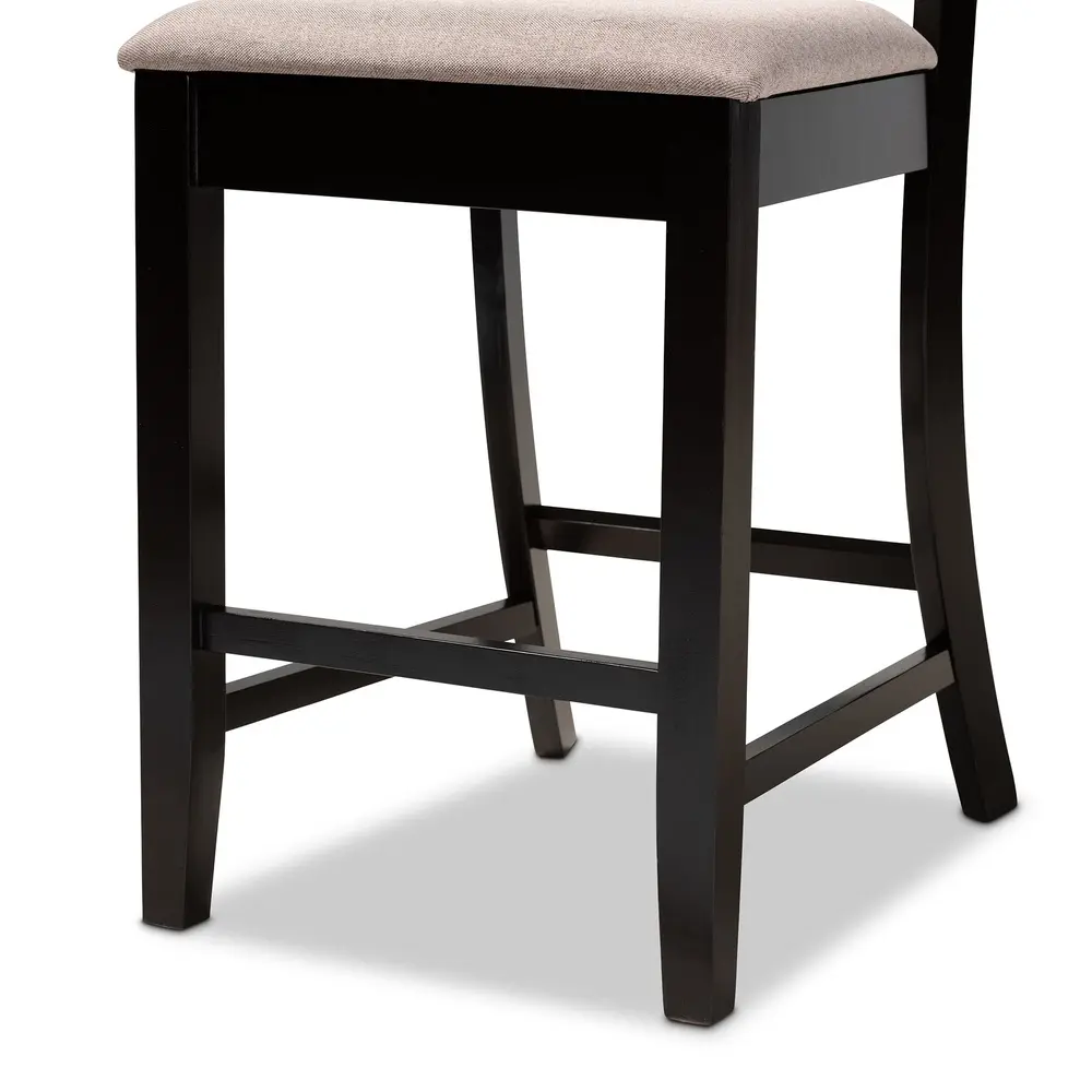 Contemporary 5-Piece Counter Height Pub Dining Set with Espresso Wood Finish and Comfortable Upholstered Chairs Indoor Use