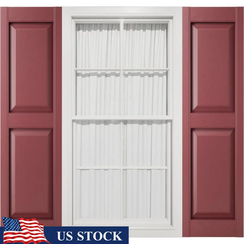 12x37 Inch Vinyl Raised Panel Shutters Two Equal Panels Custom Size Durable Installation Shutter-Lok Realistic Woodgrain Texture