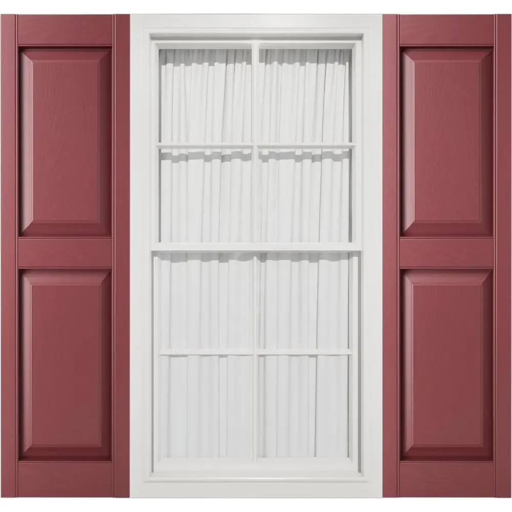 12x37 Inch Vinyl Raised Panel Shutters Two Equal Panels Custom Size Durable Installation Shutter-Lok Realistic Woodgrain Texture