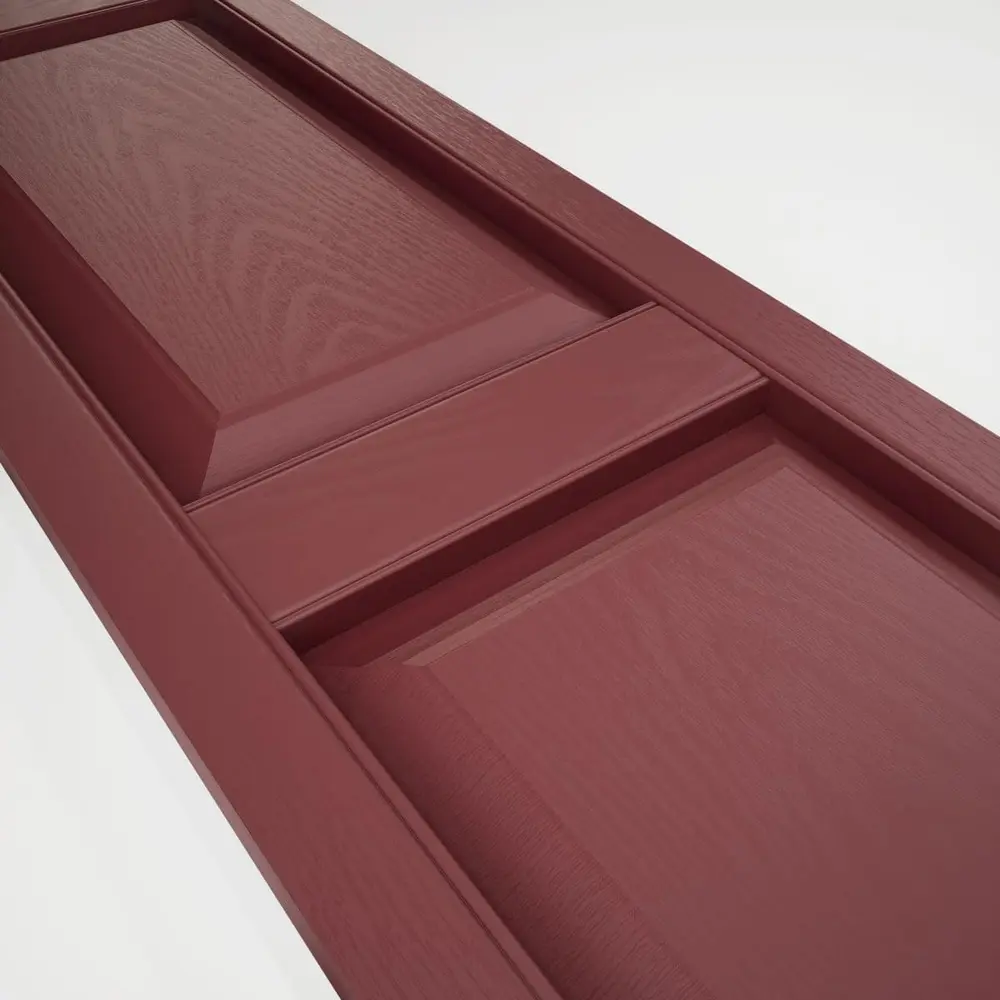 12x37 Inch Vinyl Raised Panel Shutters Two Equal Panels Custom Size Durable Installation Shutter-Lok Realistic Woodgrain Texture