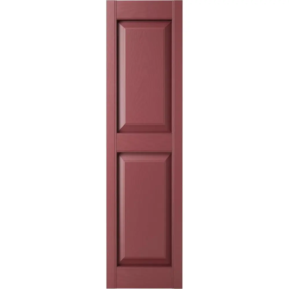 12x37 Inch Vinyl Raised Panel Shutters Two Equal Panels Custom Size Durable Installation Shutter-Lok Realistic Woodgrain Texture